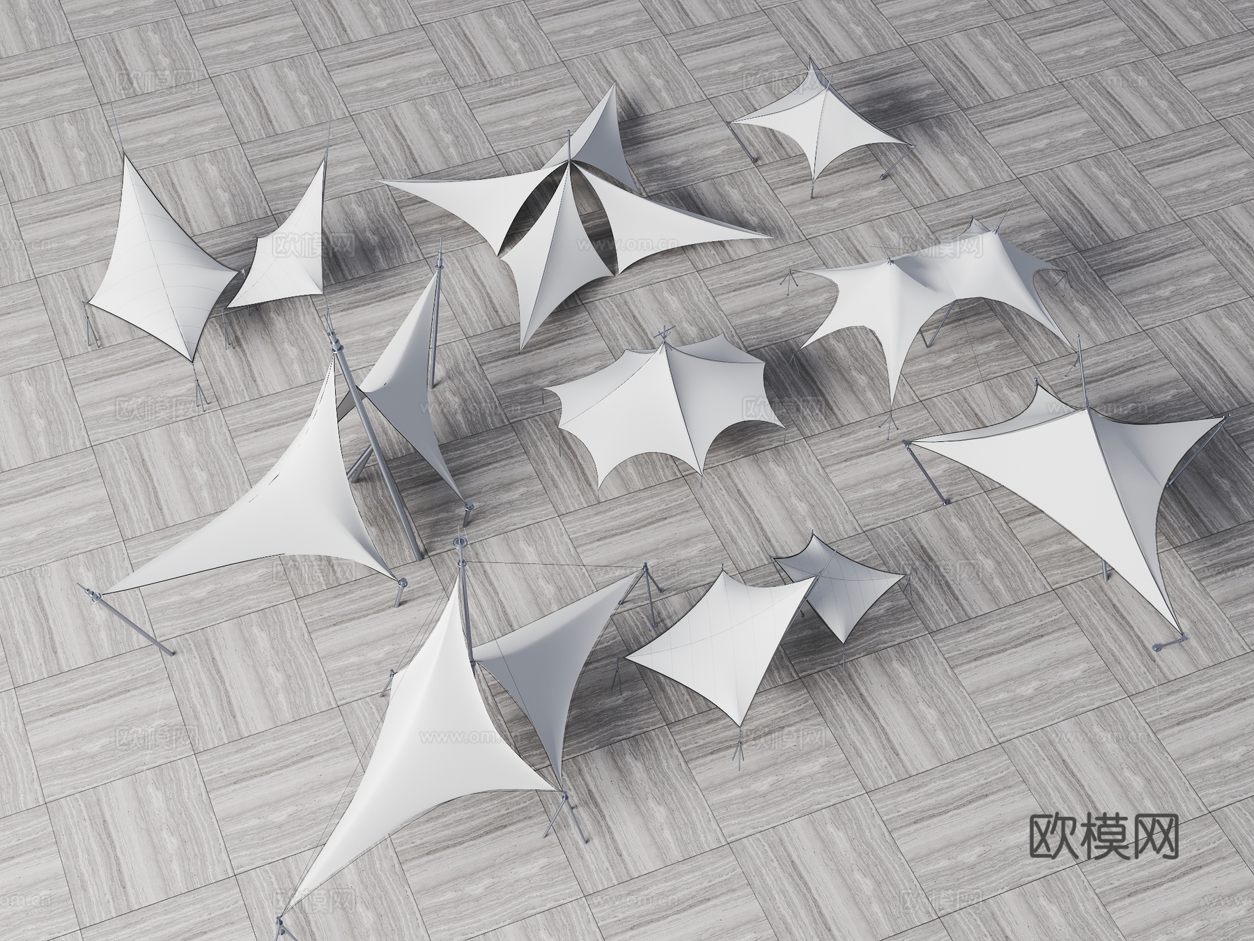 现代张拉膜 遮阳棚 雨棚su模型