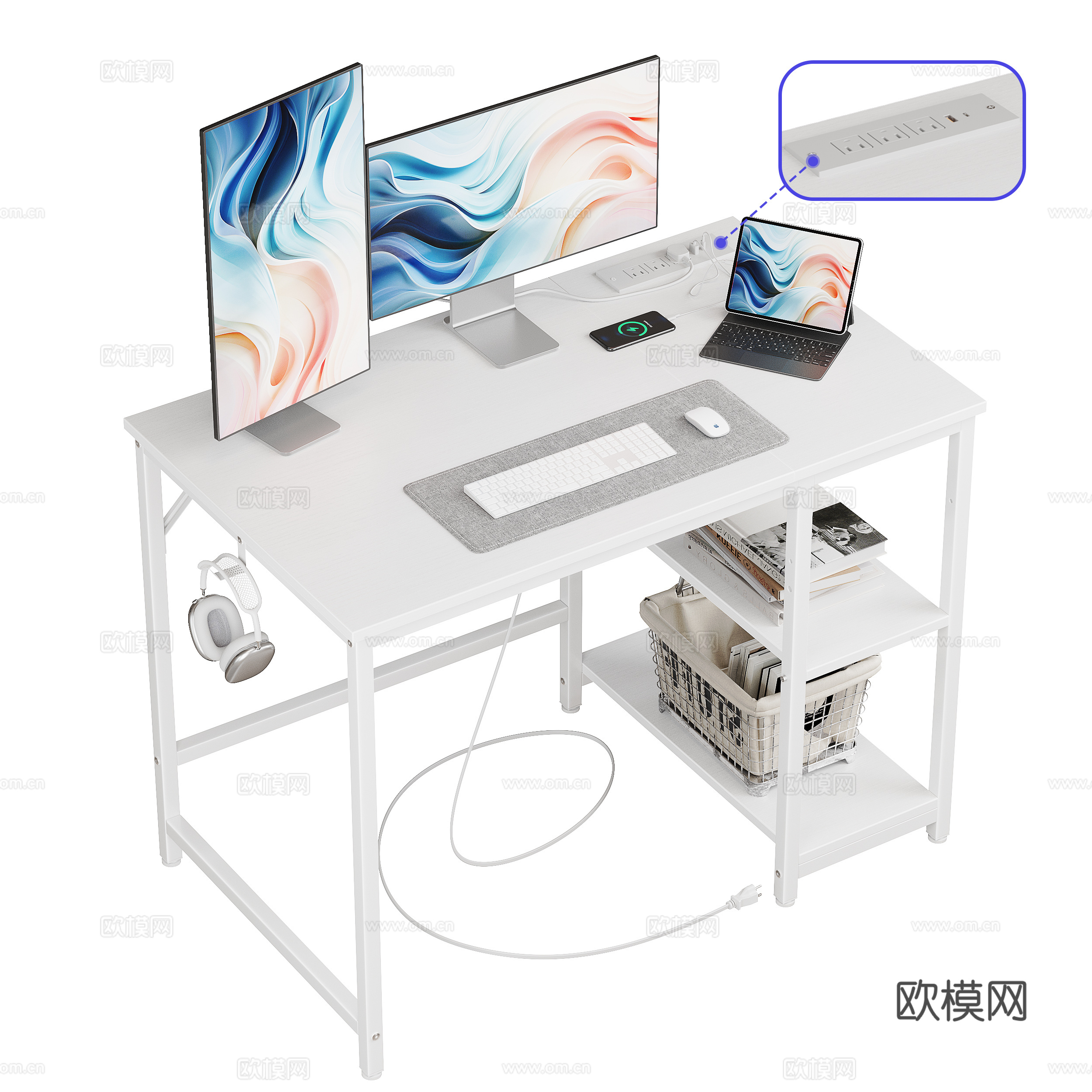 现代电脑桌 电竞桌3d模型