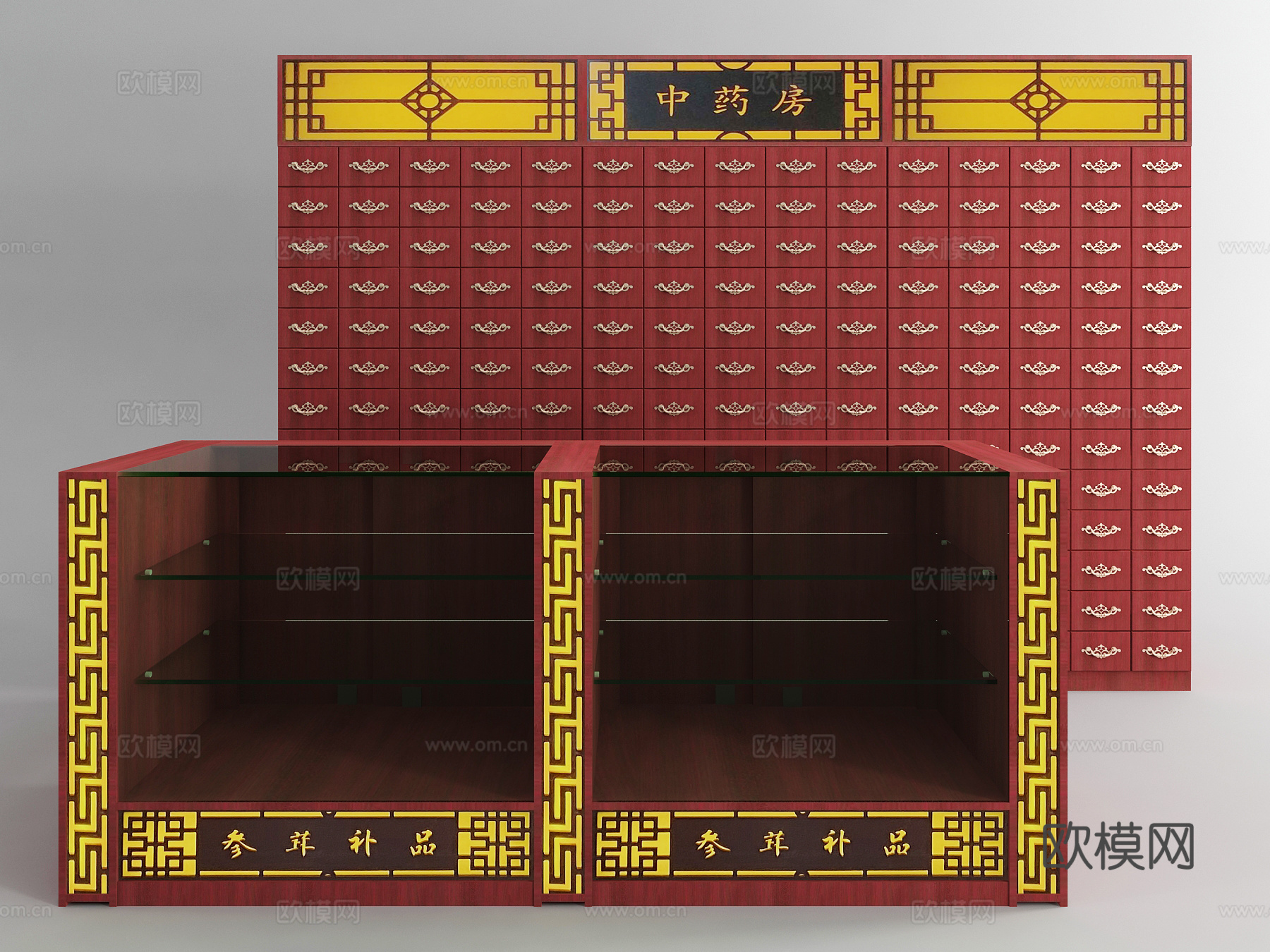 中式药柜 百宝柜3d模型