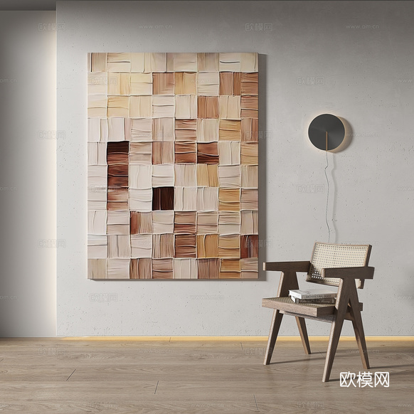 侘寂画 肌理画 装饰画 挂画su模型下载(渲染图2)