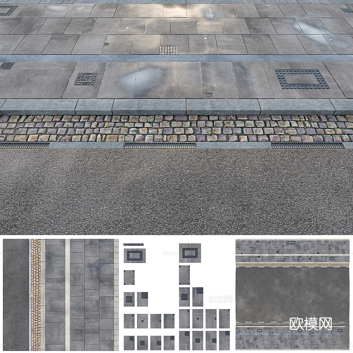 户外铺砖 路面砖3d模型