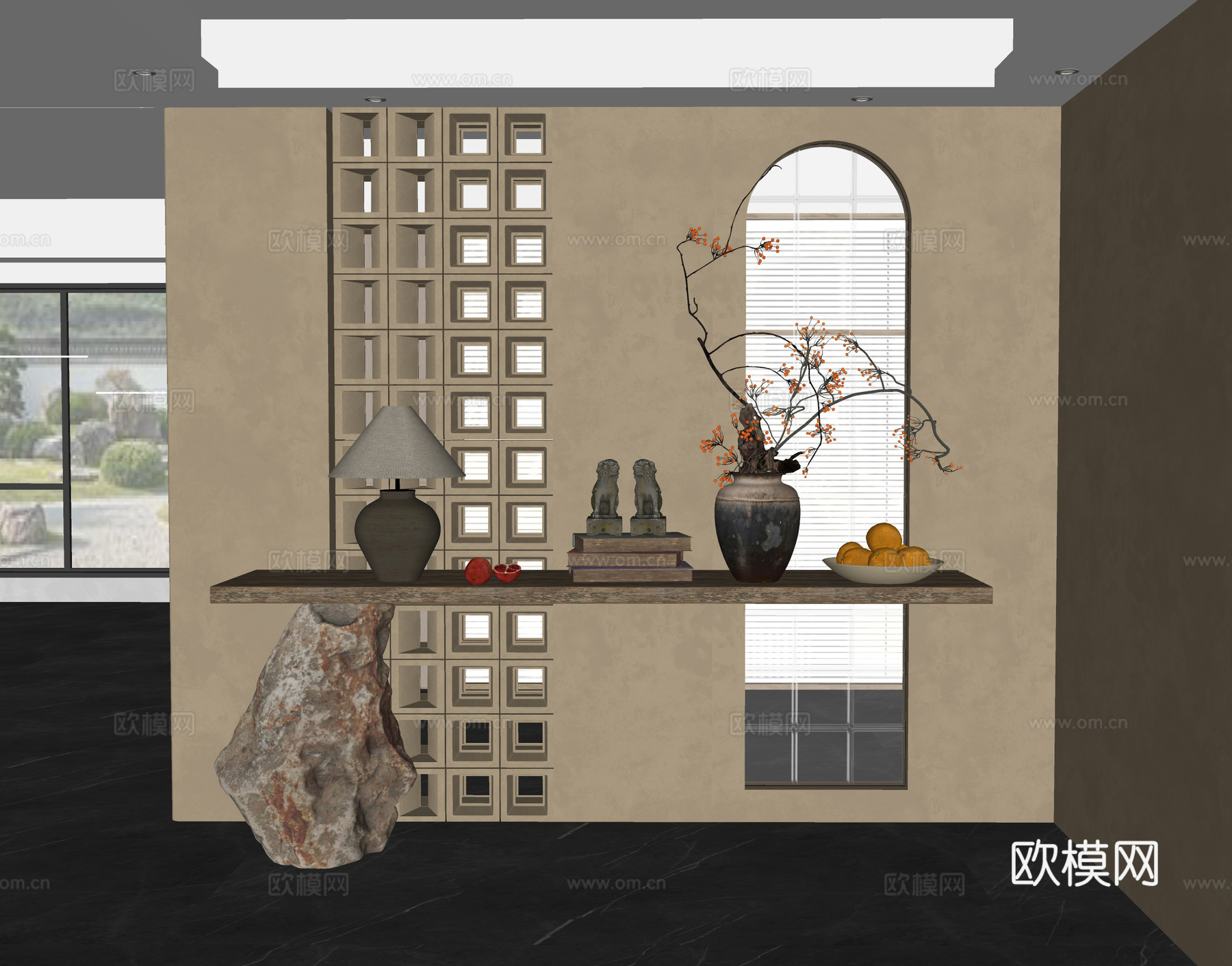 侘寂玄关 装饰玄关 过道su模型