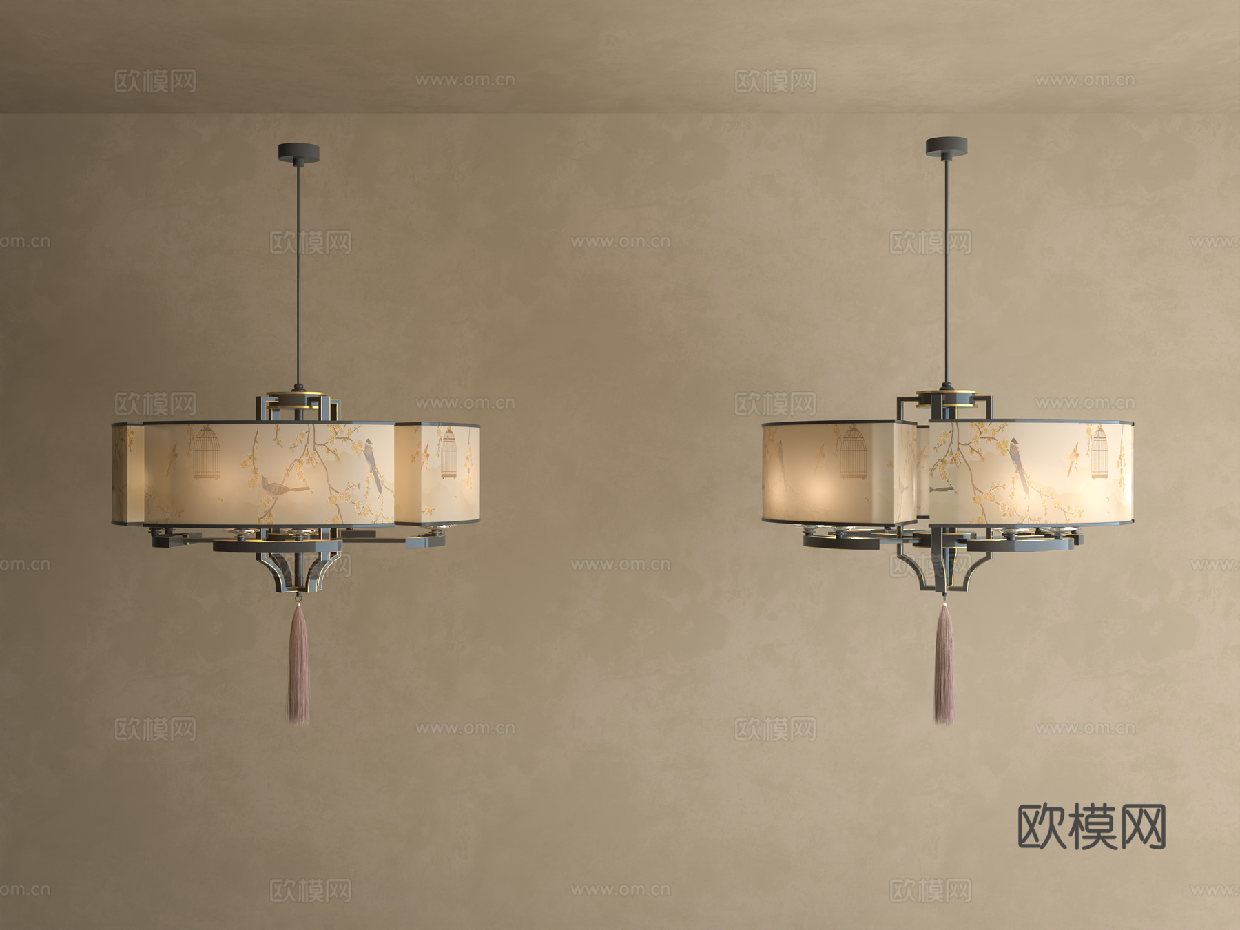 新中式吊灯 禅意吊灯su模型下载（渲染图2）