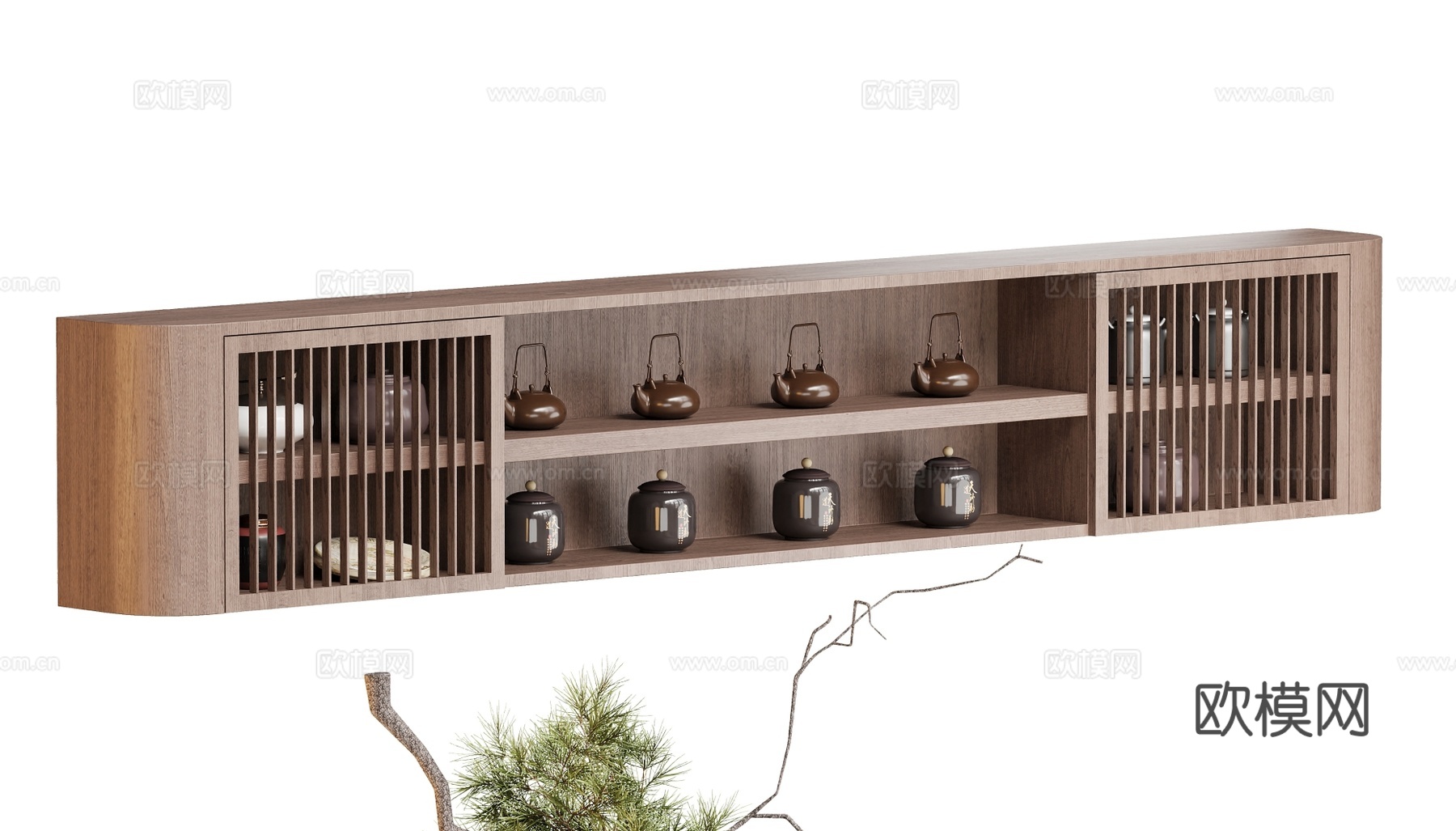 新中式茶柜su模型下载（渲染图3）