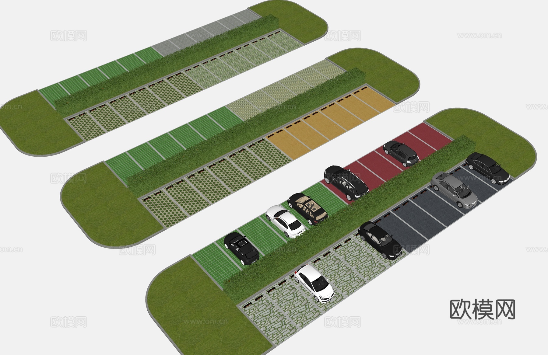 户外停车位su模型下载（渲染图1）