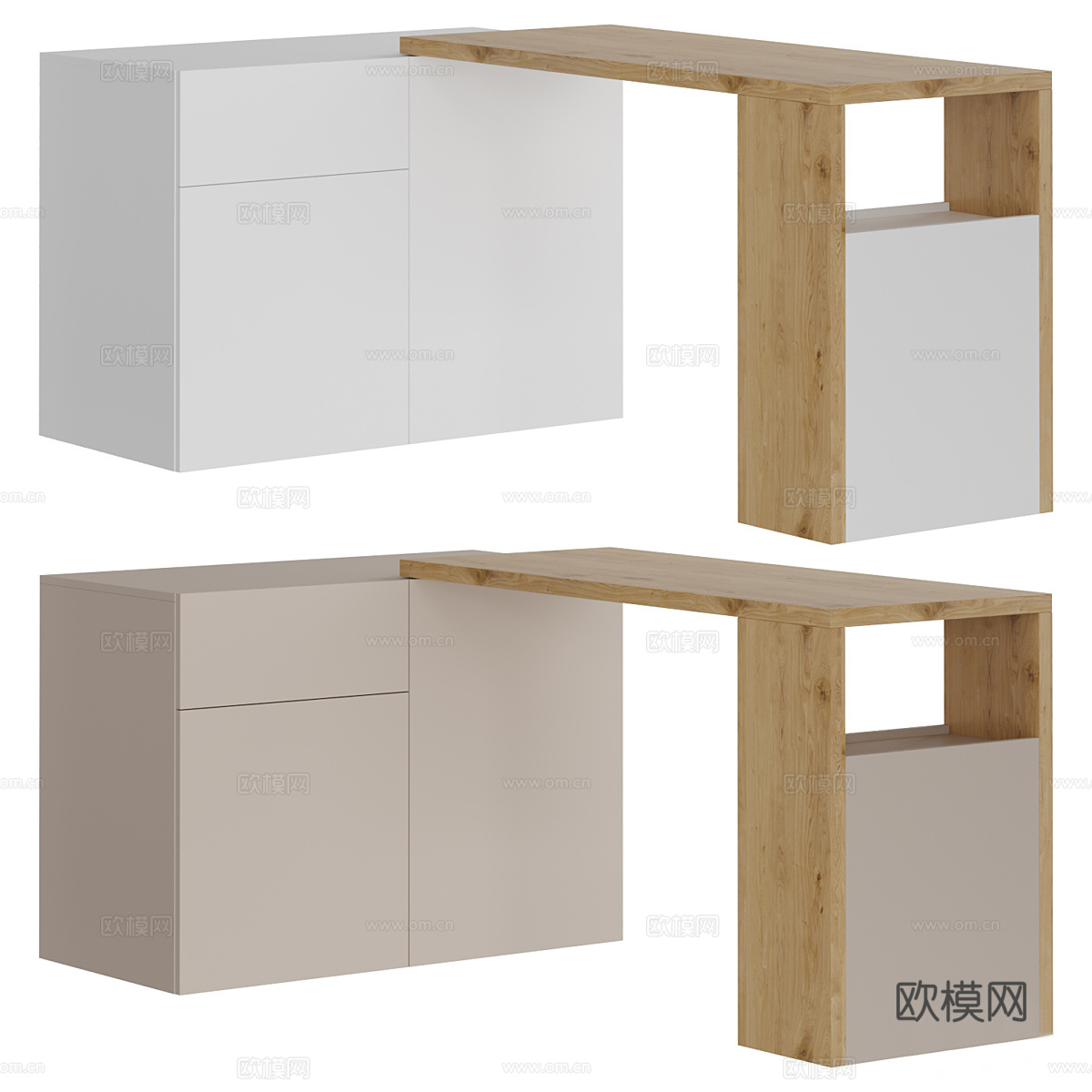 转角书桌 工作台3d模型下载（渲染图1）
