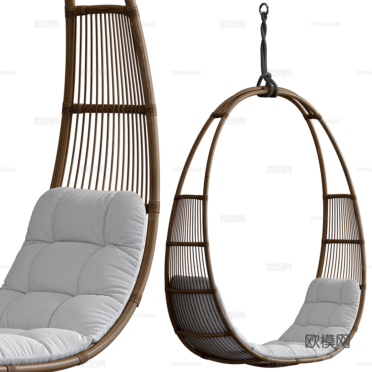 新中式秋千椅 吊椅3d模型下载（渲染图1）