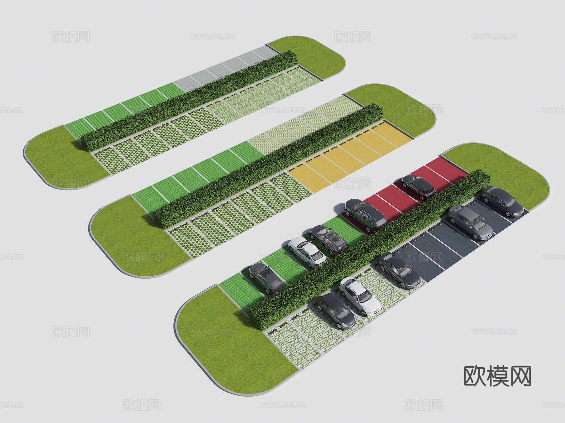 户外停车位su模型下载（渲染图2）