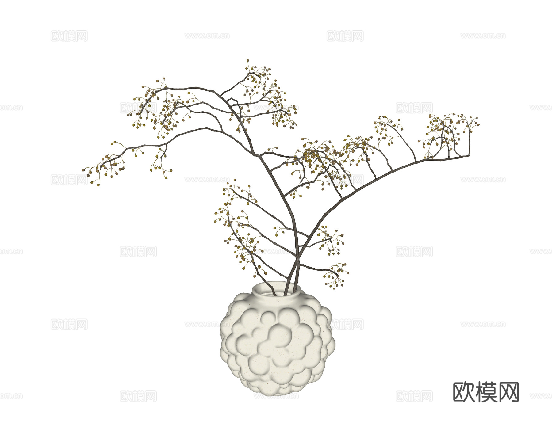 现代花瓶 花艺 干花 插花su模型