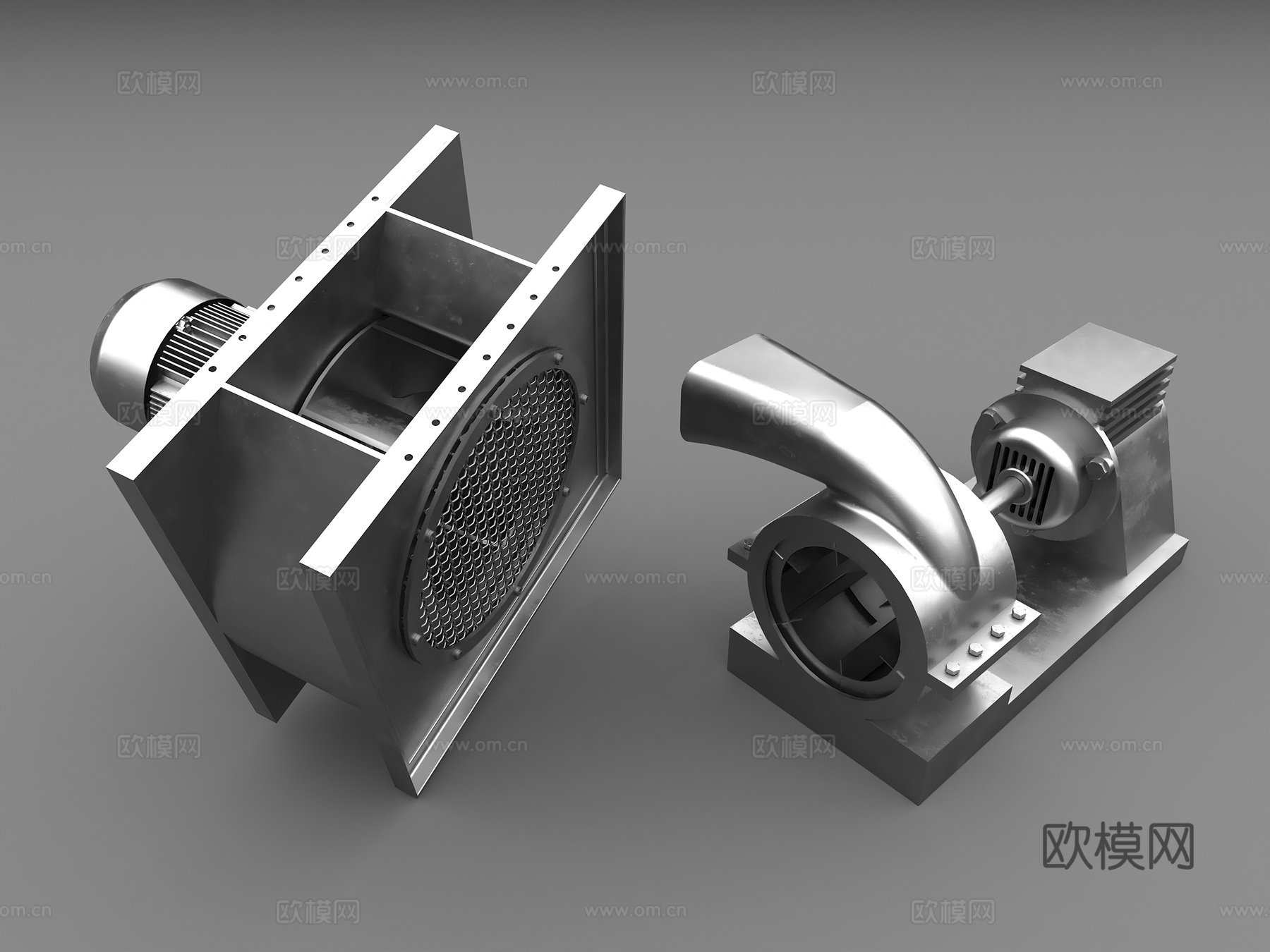 工业鼓风机 电机 工业风扇 金属风机3d模型下载
