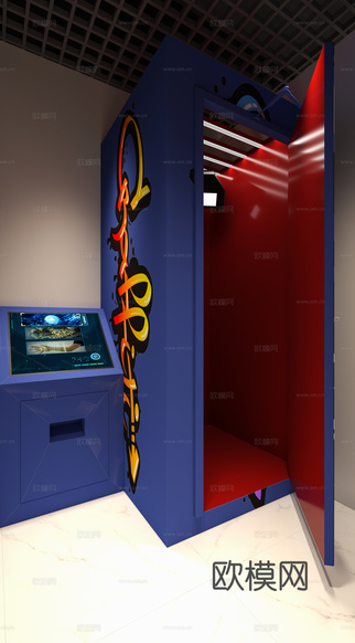 自助拍照间 拍照设备 打卡点3d模型下载(渲染图1)