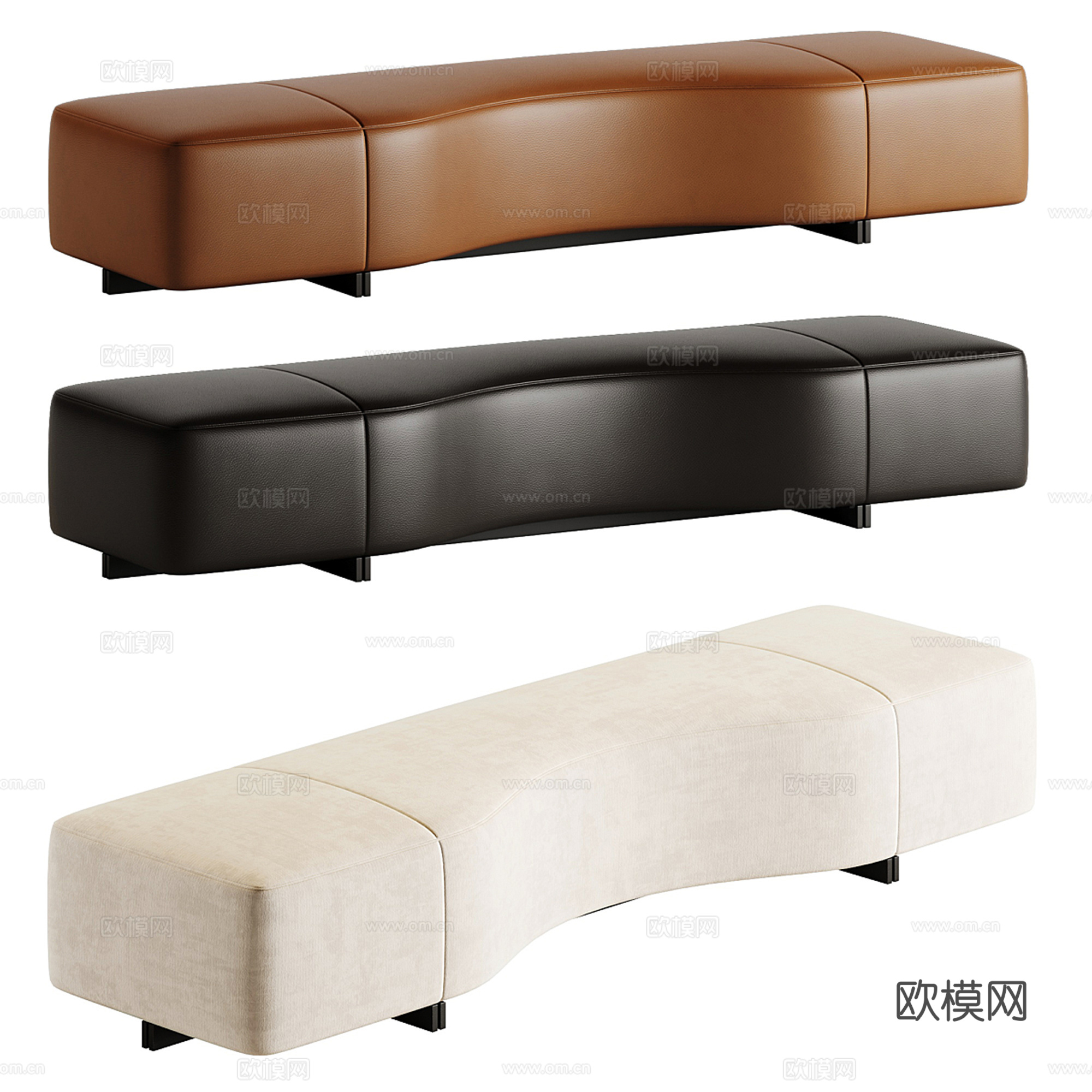 皮质沙发凳 矮凳 长凳su模型下载（渲染图4）