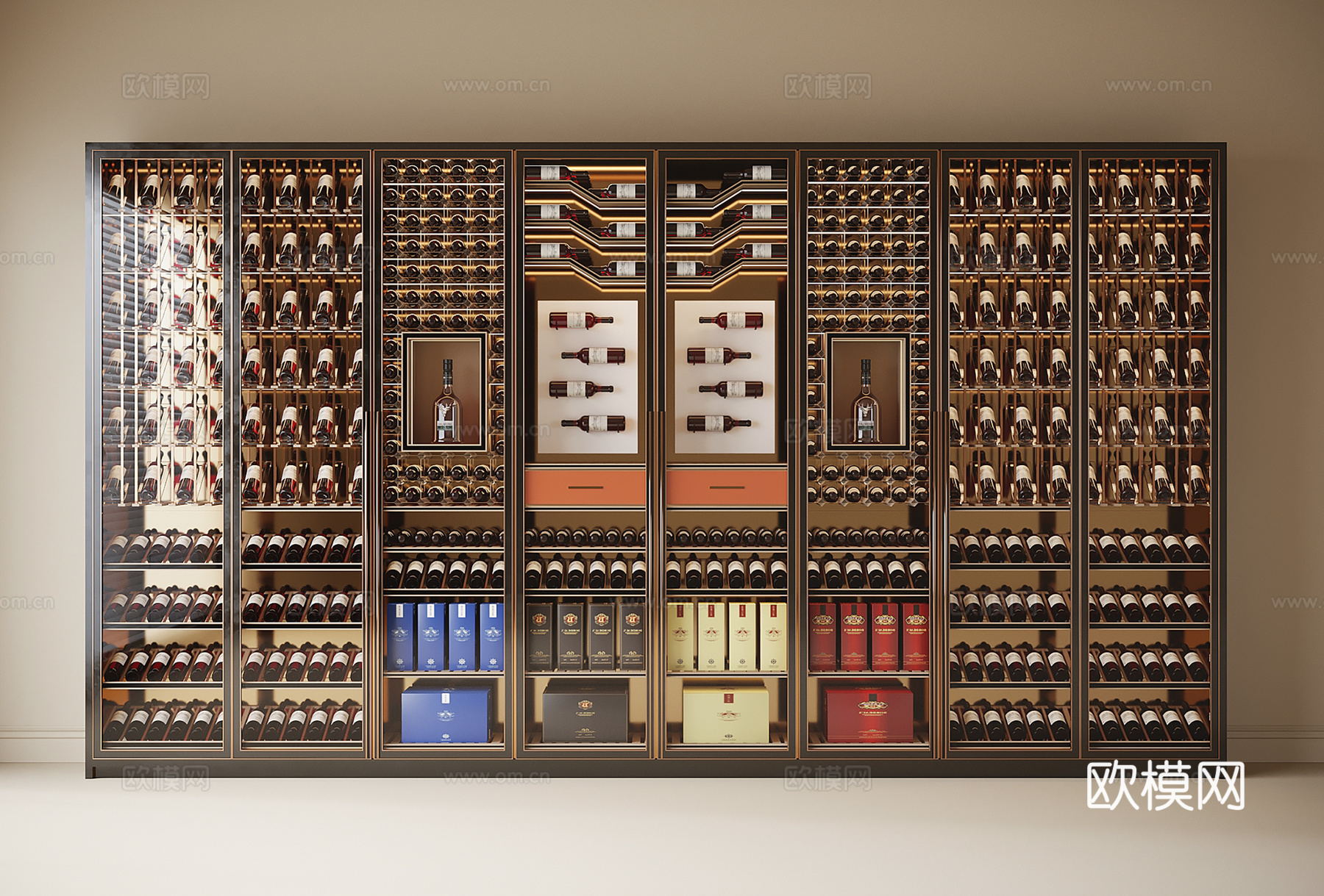 现代酒柜su模型下载（渲染图2）