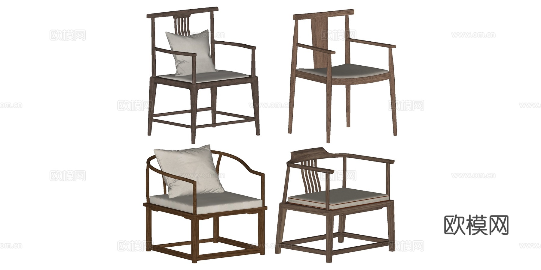 中式椅子 休闲椅su模型下载（渲染图1）