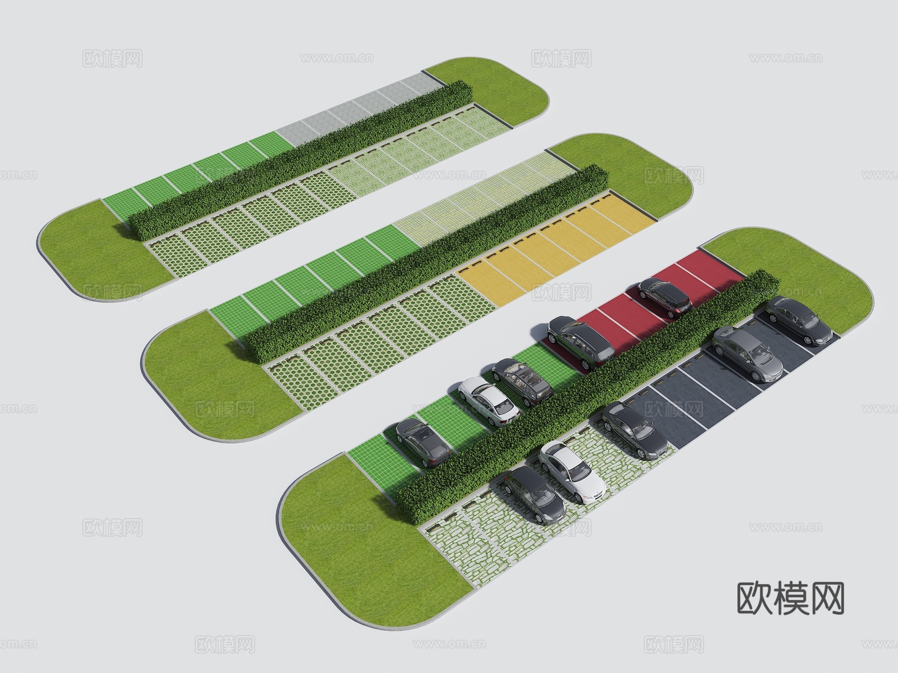停车场 停车位挡器 停车限位器 植草砖停车位3d模型