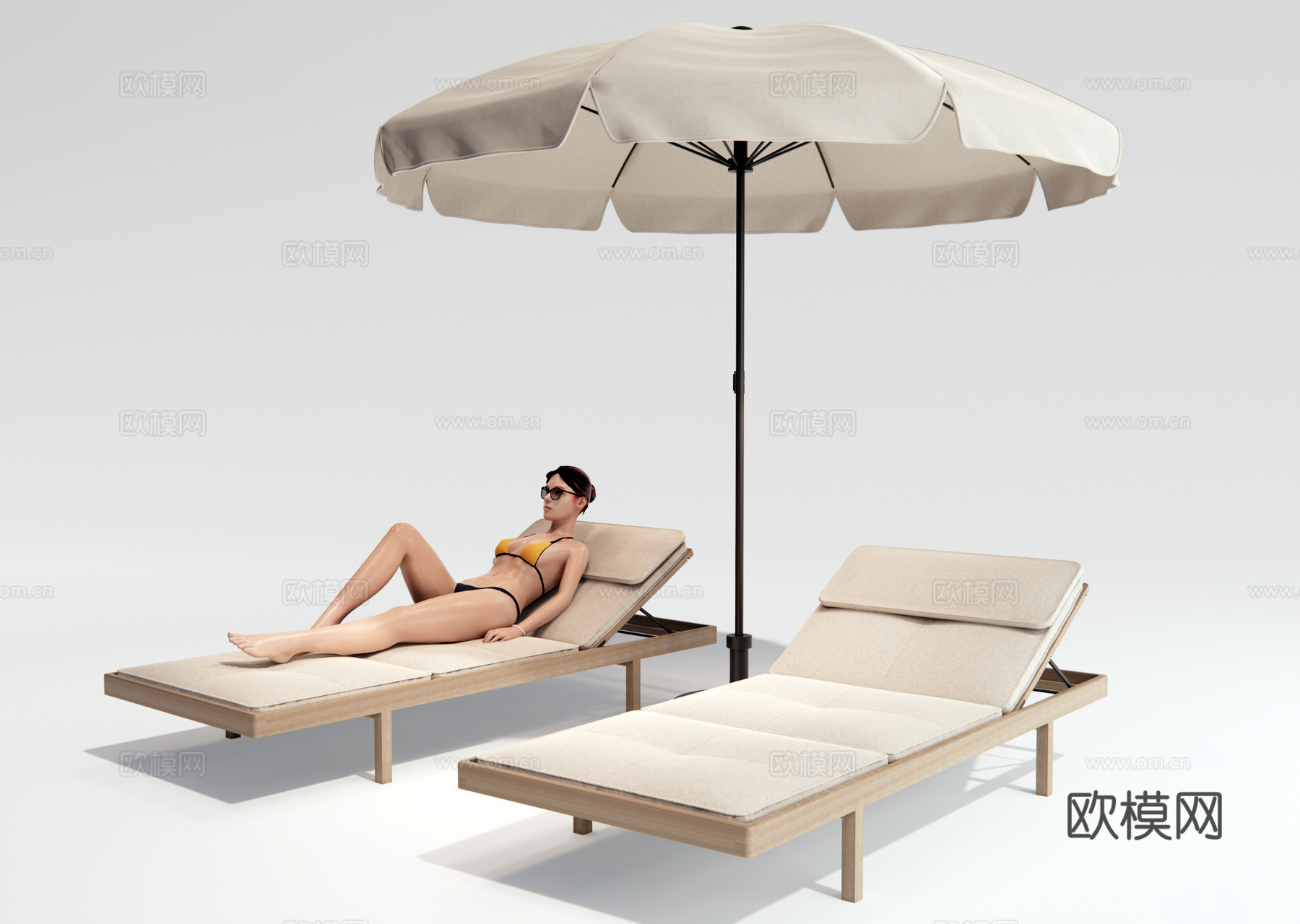 户外躺椅su模型下载（渲染图2）