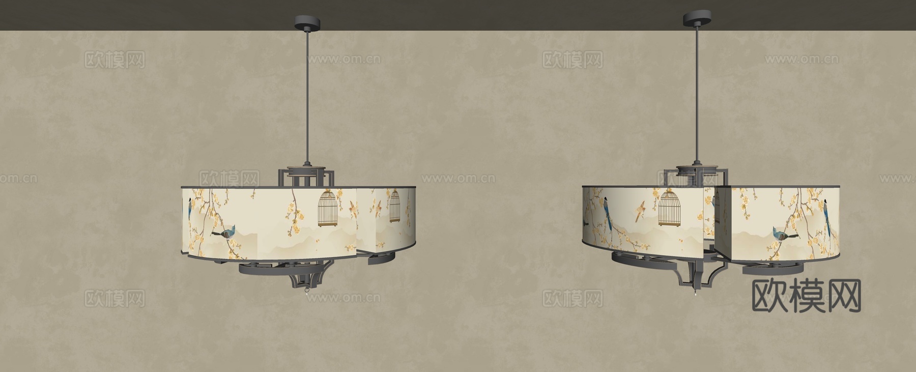 新中式吊灯 禅意吊灯su模型下载（渲染图1）