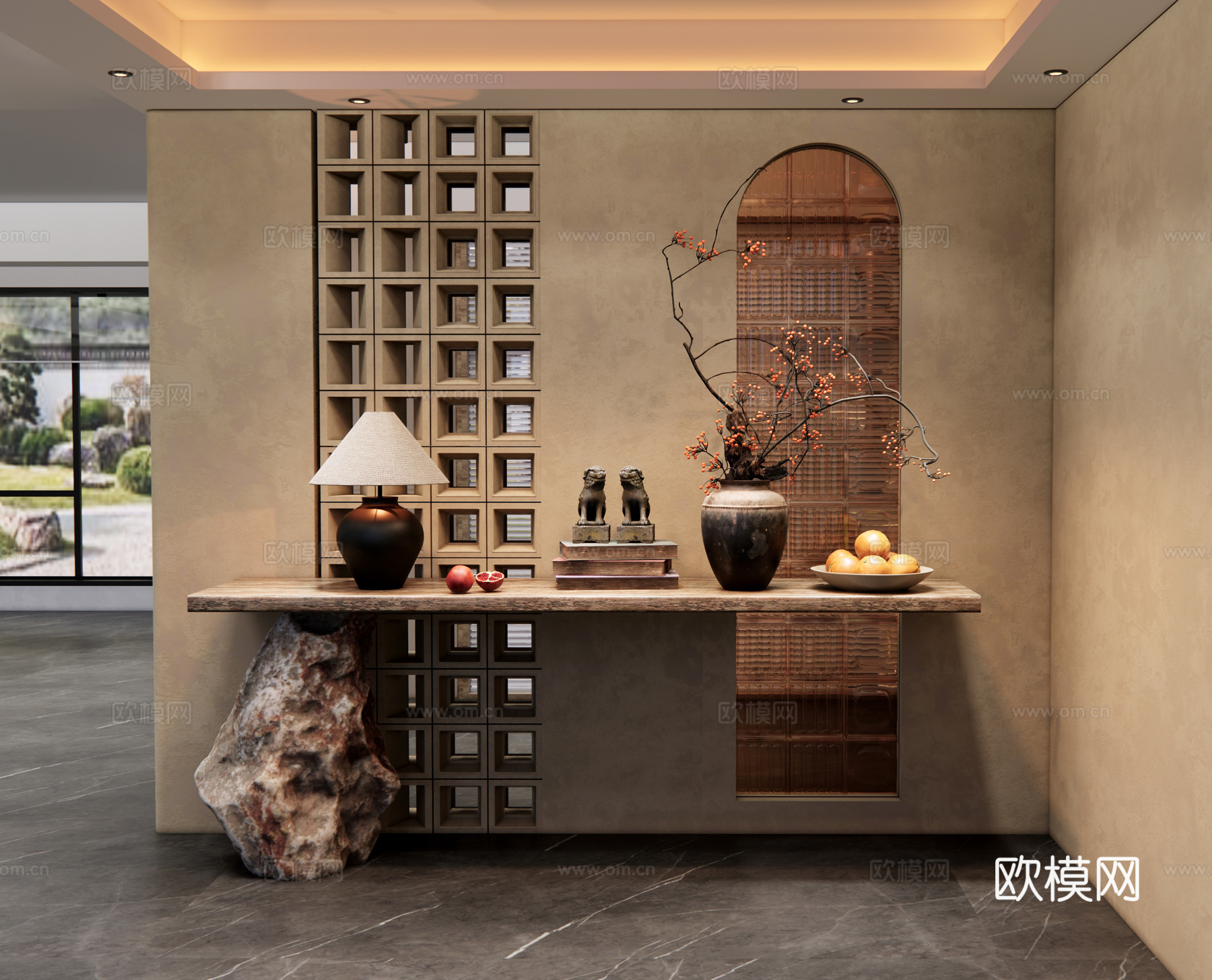 侘寂玄关 装饰玄关 过道su模型