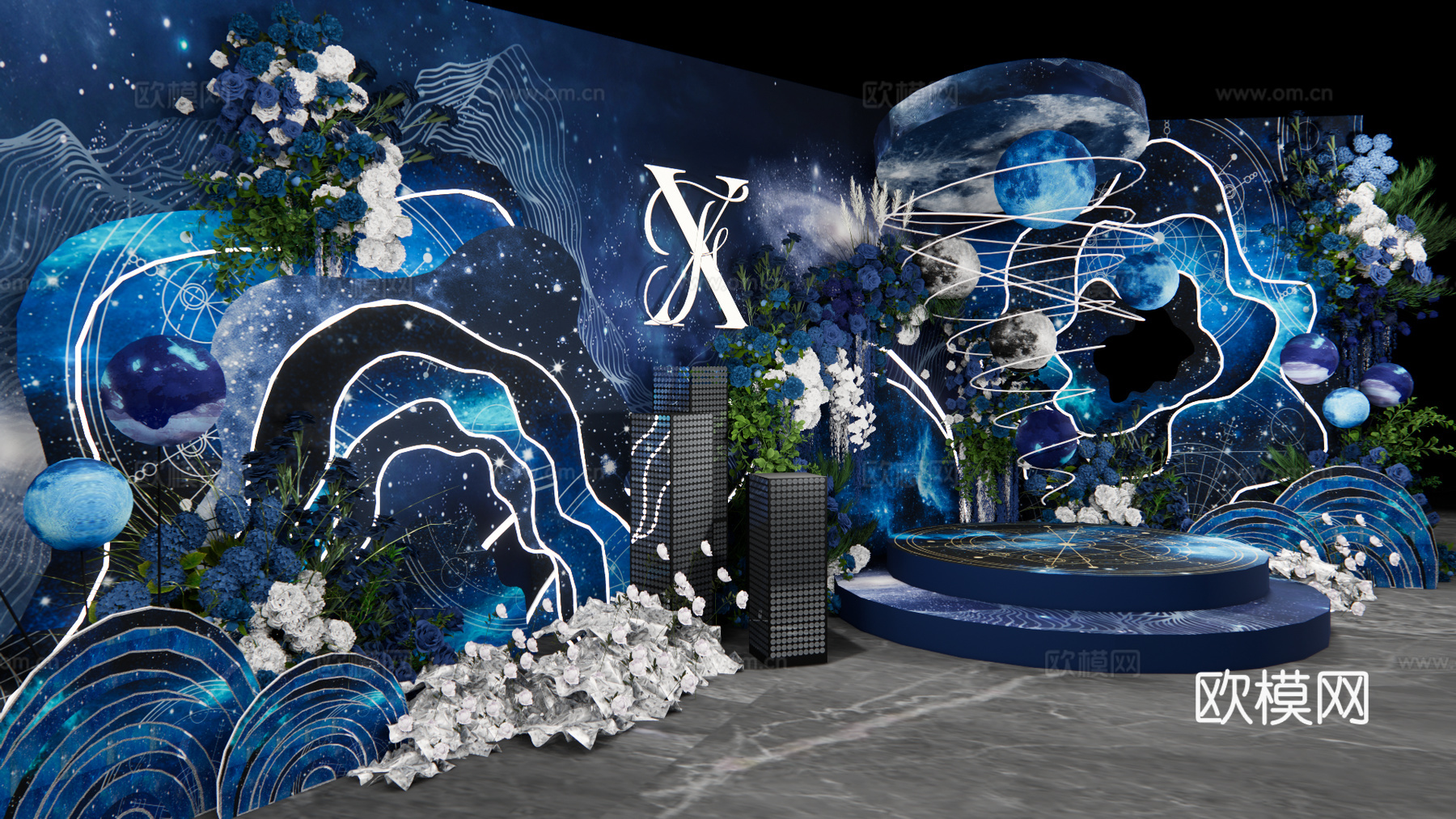 星空舞台婚礼设计su模型下载（渲染图3）