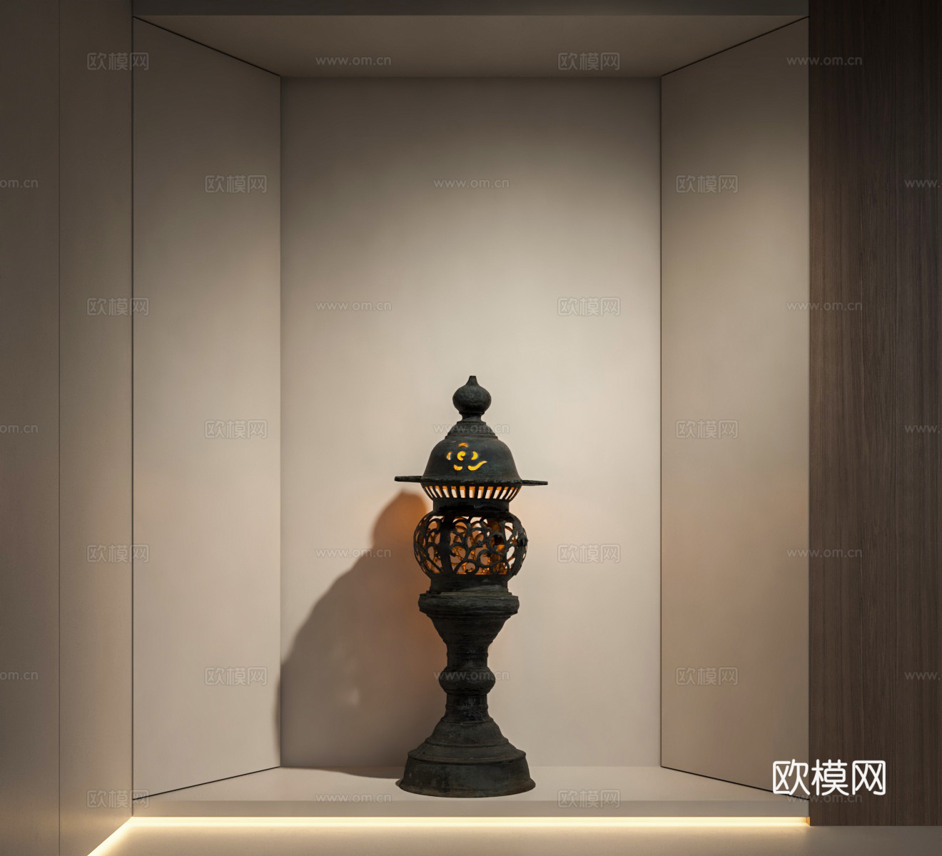 日式景观灯摆件 铁艺烛台 香薰灯 熏炉su模型下载（渲染图1）