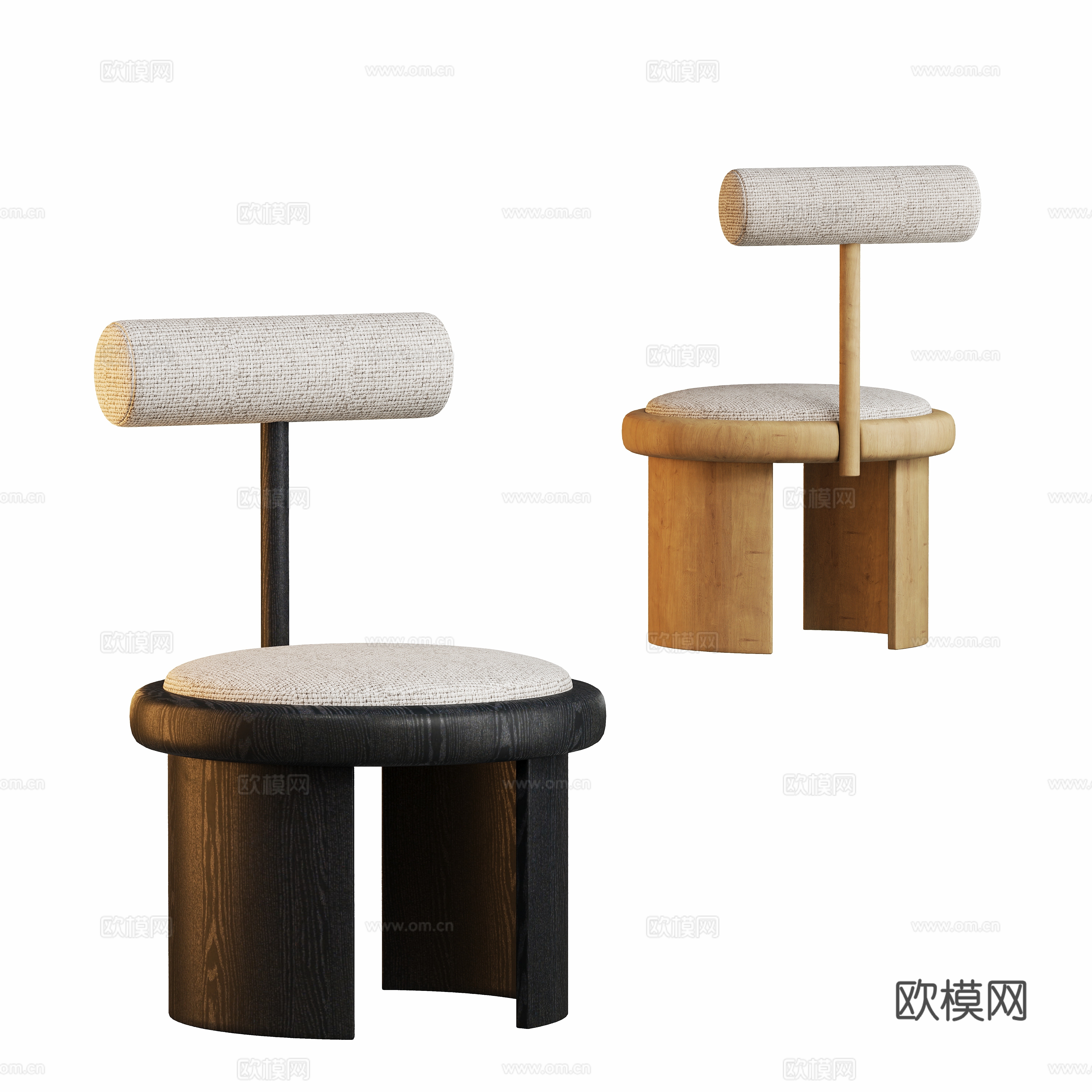 原木风餐椅 咖啡椅3d模型下载（渲染图1）