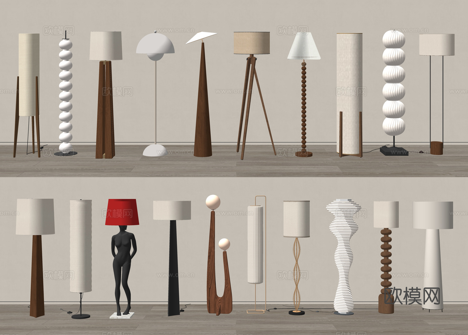 侘寂落地灯su模型