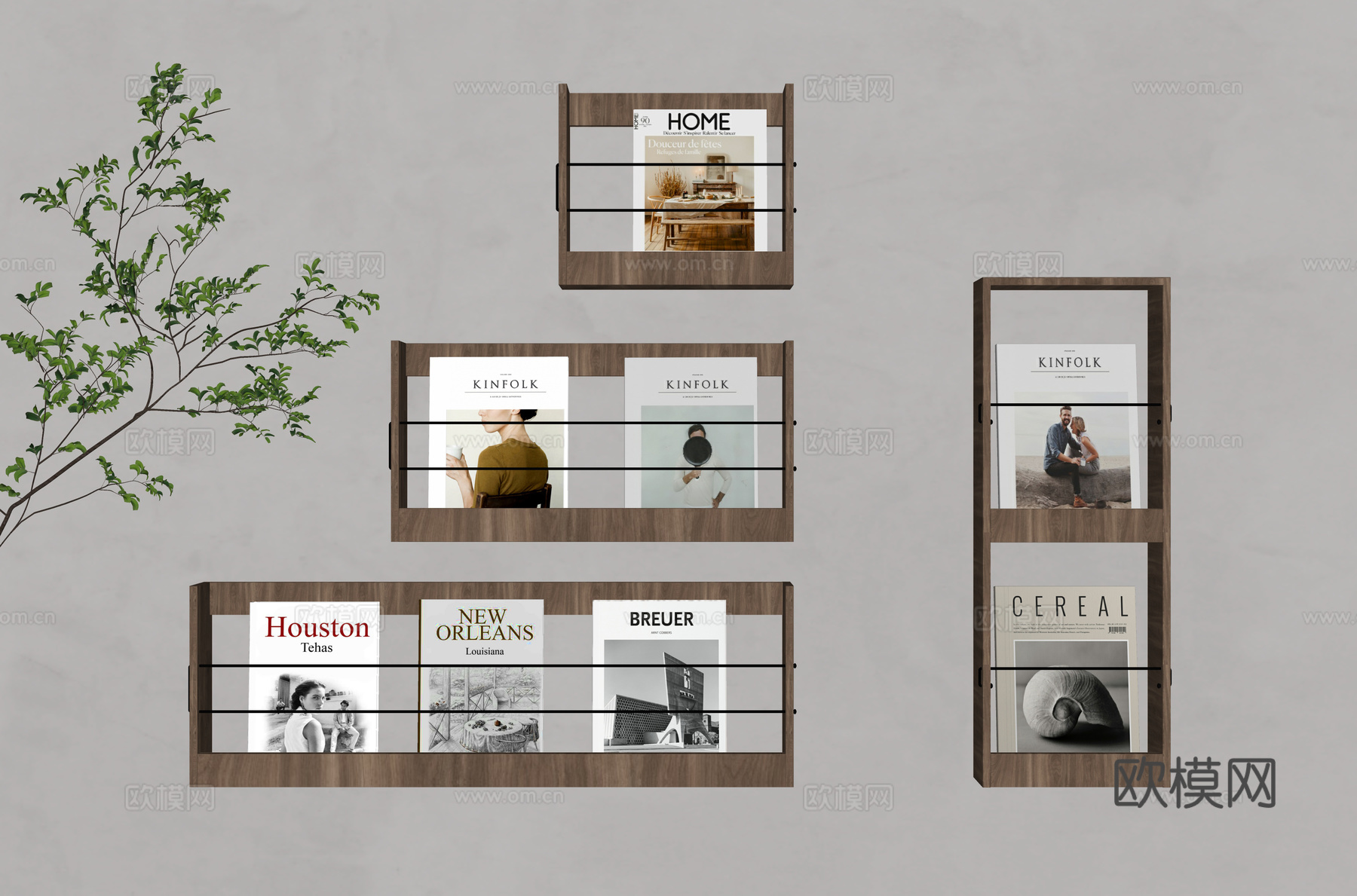 侘寂吊柜 壁挂杂志架su模型下载（渲染图1）