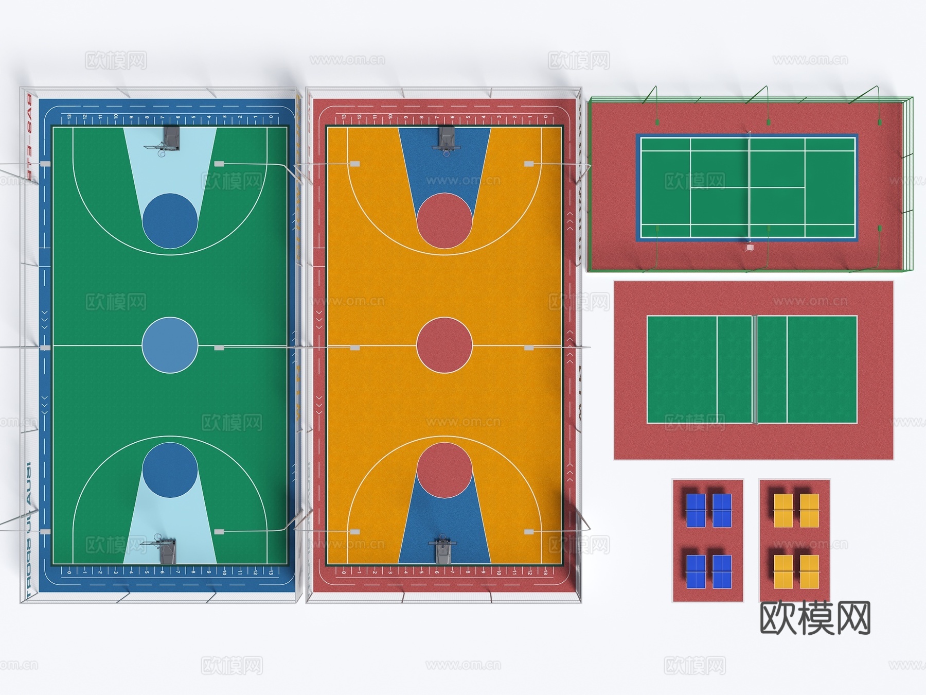 现代球场 运动场地su模型下载（渲染图2）