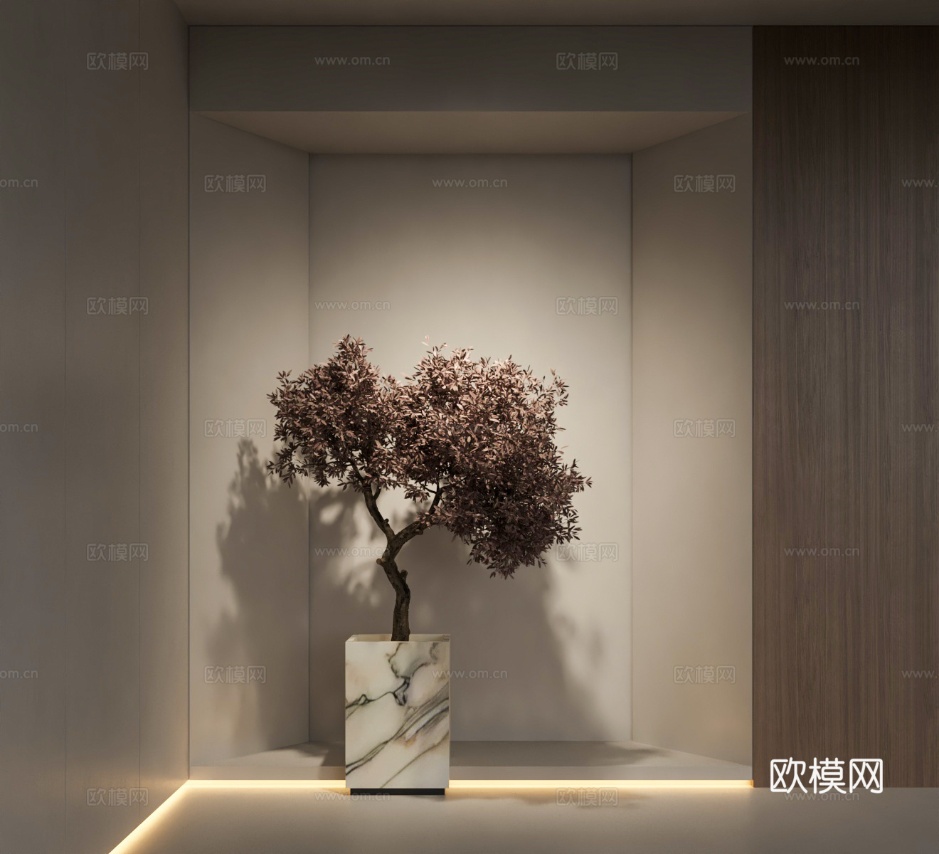 新中式盆栽 室内景观树 景观盆栽su模型下载（渲染图1）