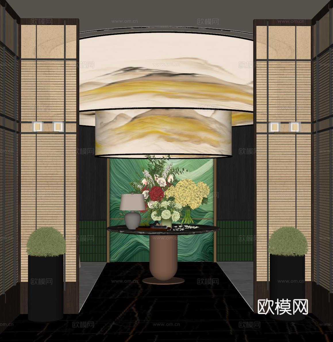 现代酒店大厅su模型下载（渲染图1）