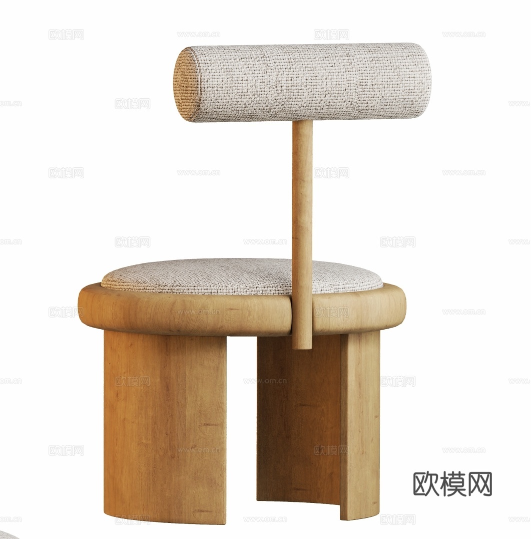 原木风餐椅 咖啡椅3d模型下载（渲染图2）