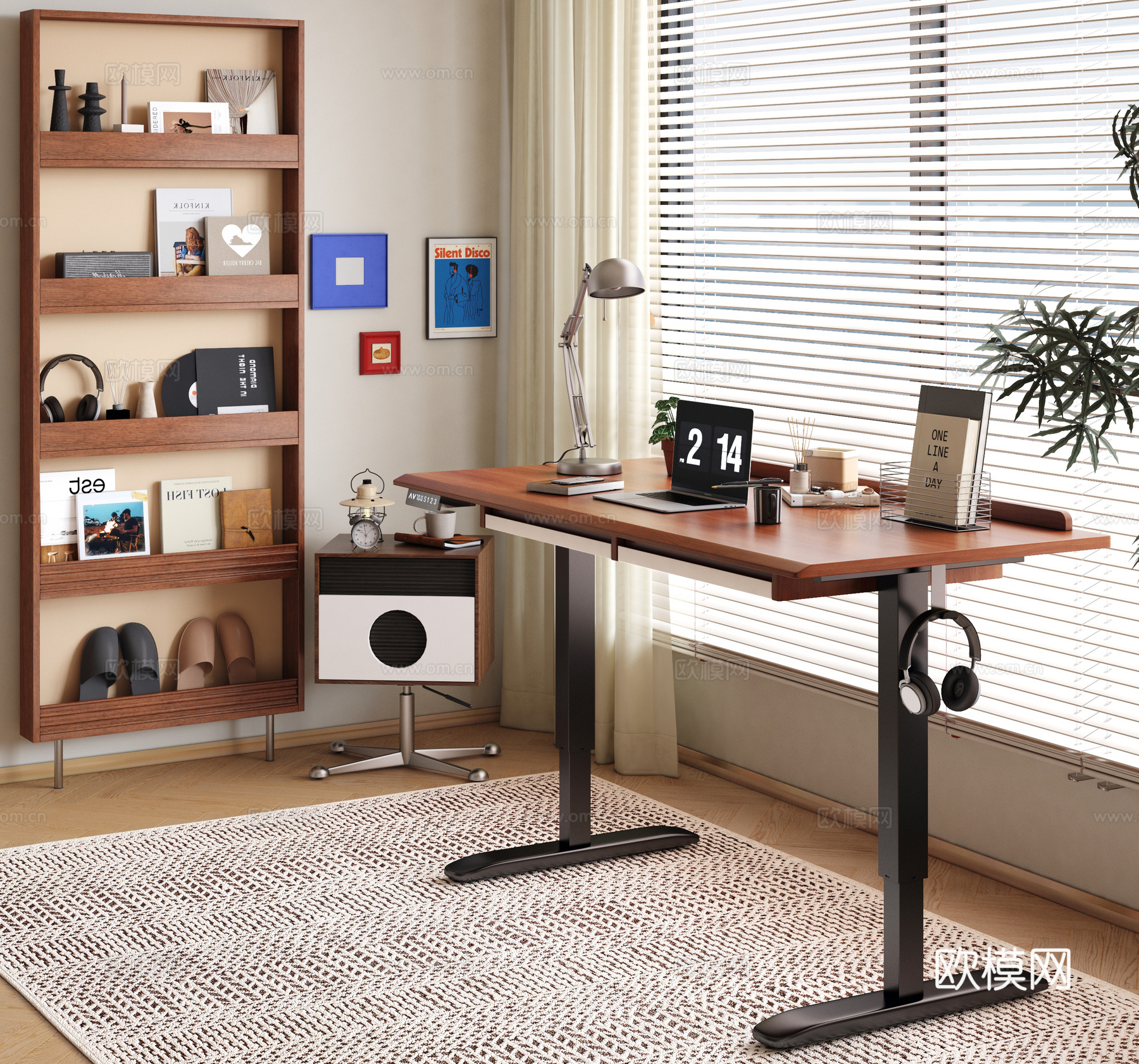 中古风梳妆台3d模型下载（渲染图2）