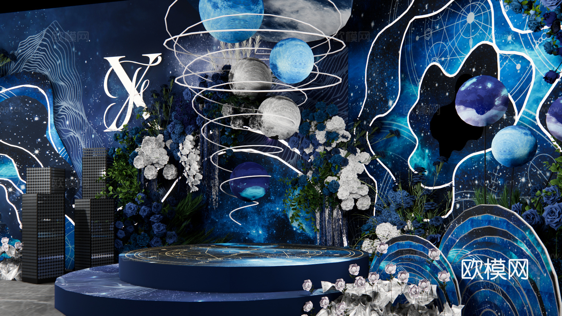 星空舞台婚礼设计su模型下载（渲染图1）