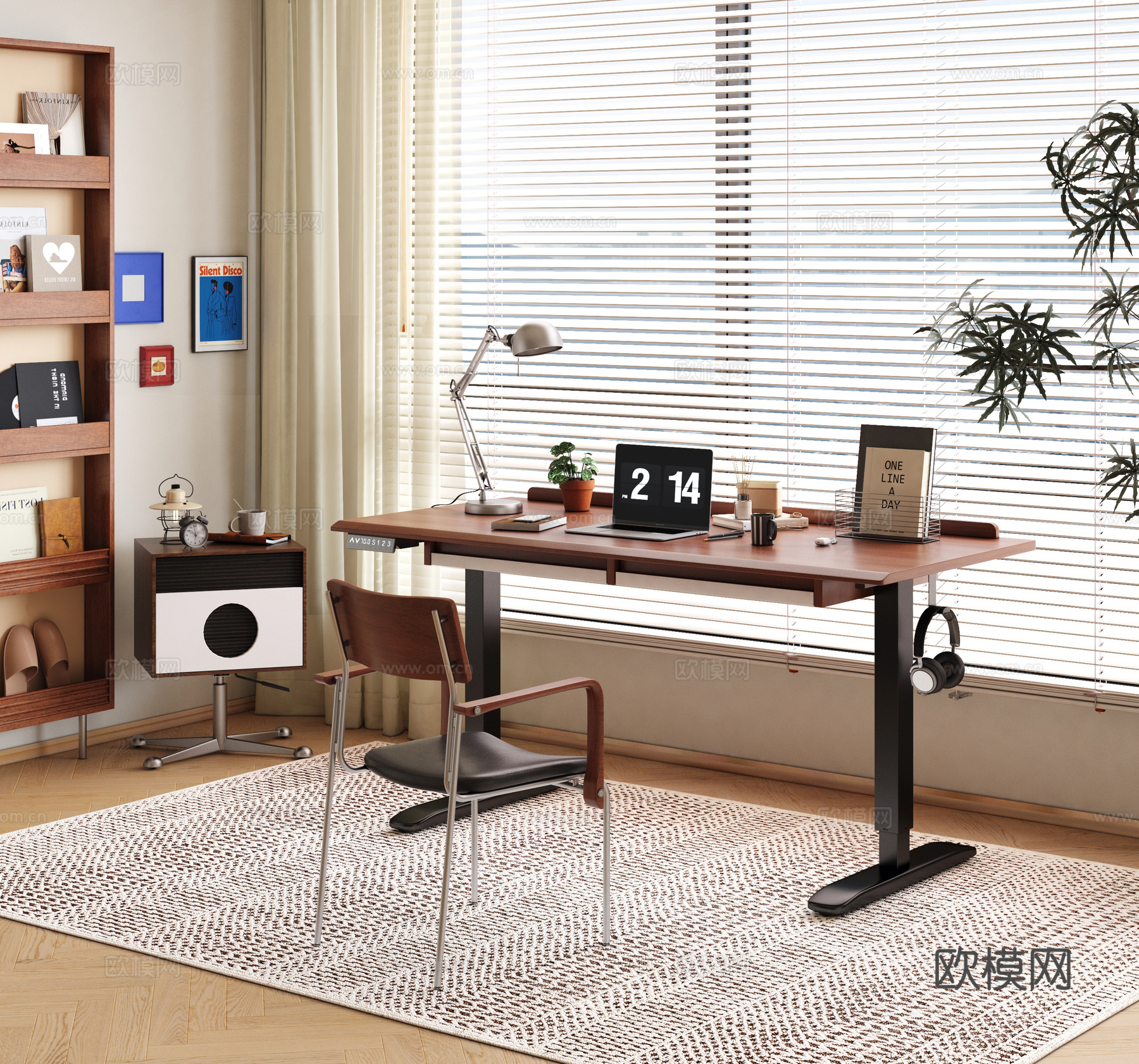 中古风梳妆台3d模型下载（渲染图1）