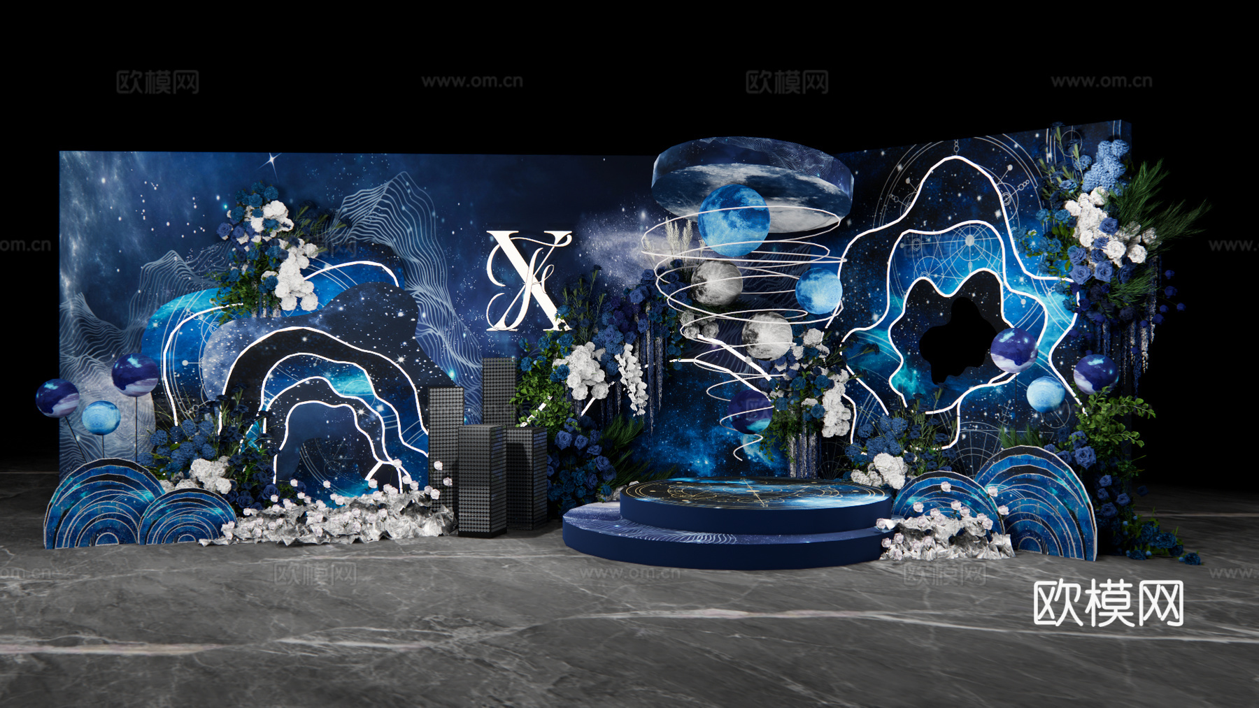 星空舞台婚礼设计su模型下载（渲染图4）