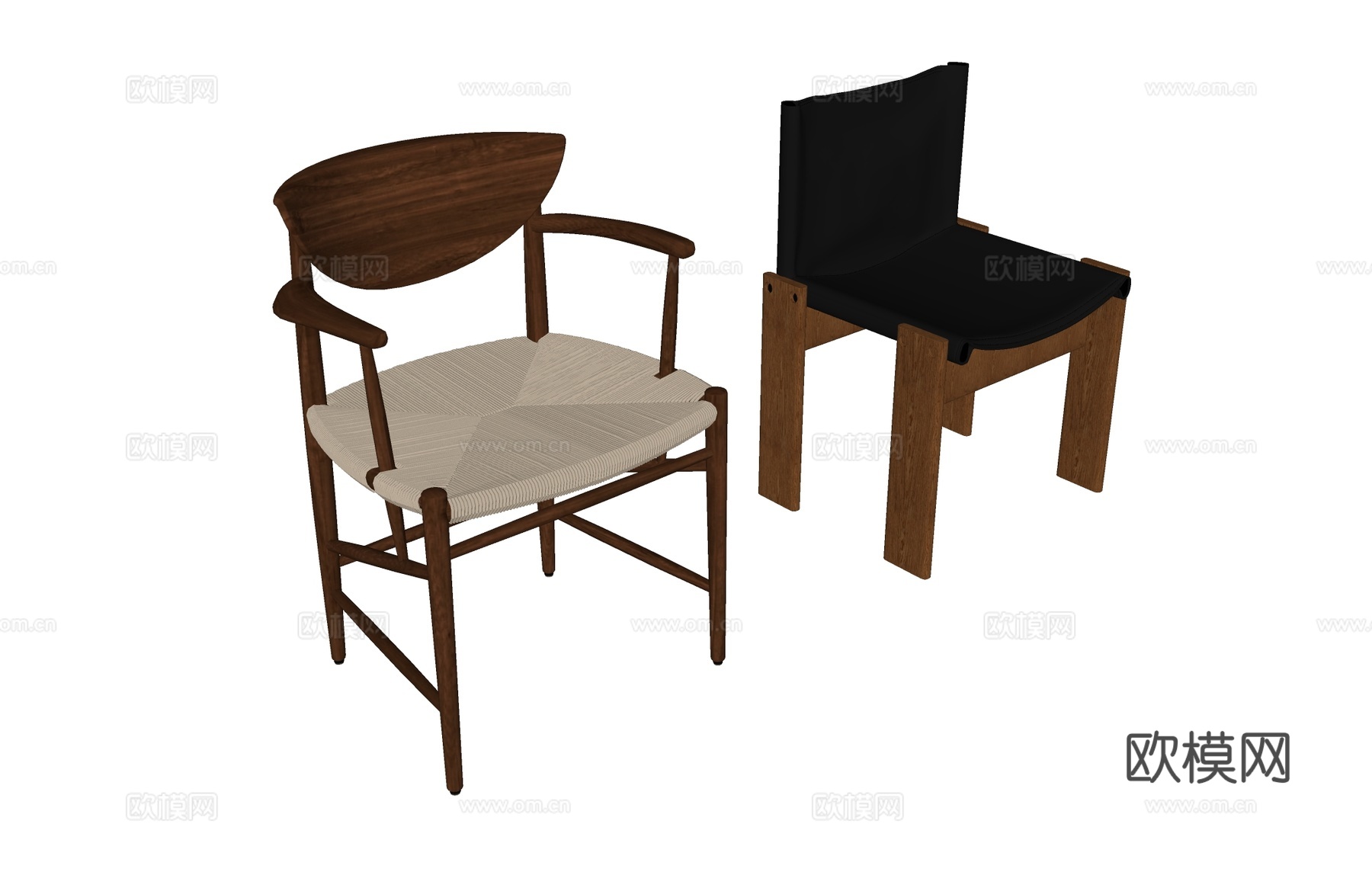 原木风椅子 休闲椅su模型下载（渲染图1）