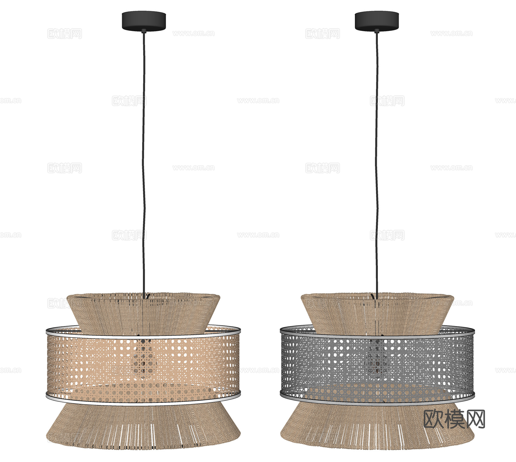 日式吊灯 藤编吊灯su模型下载（渲染图1）