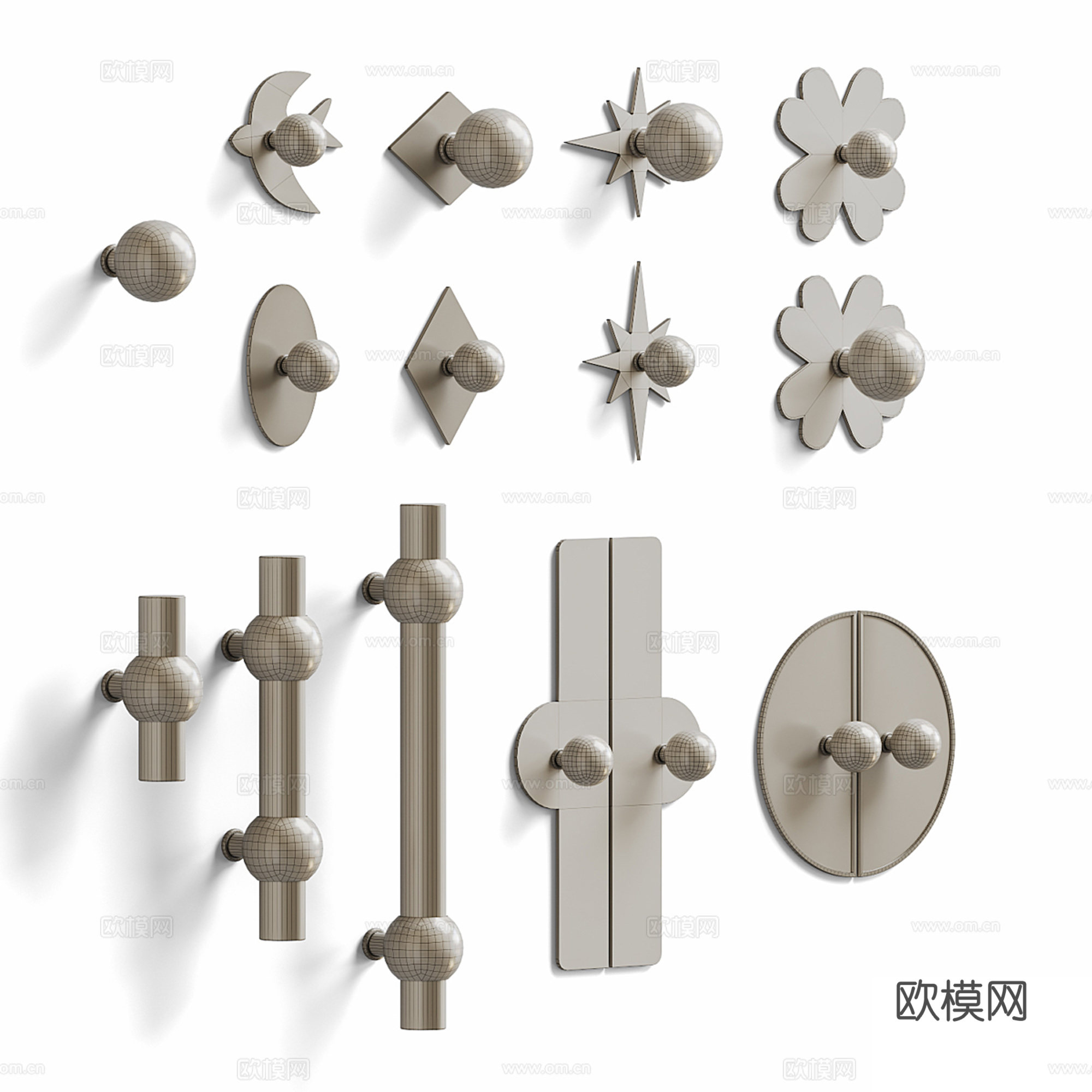 轻奢拉手 门把手 造型拉手3d模型