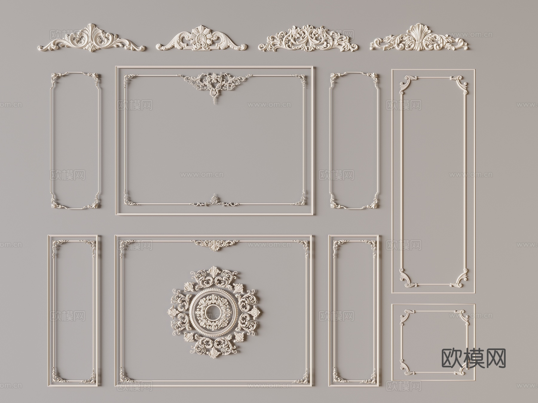 法式雕花 石膏线条3d模型