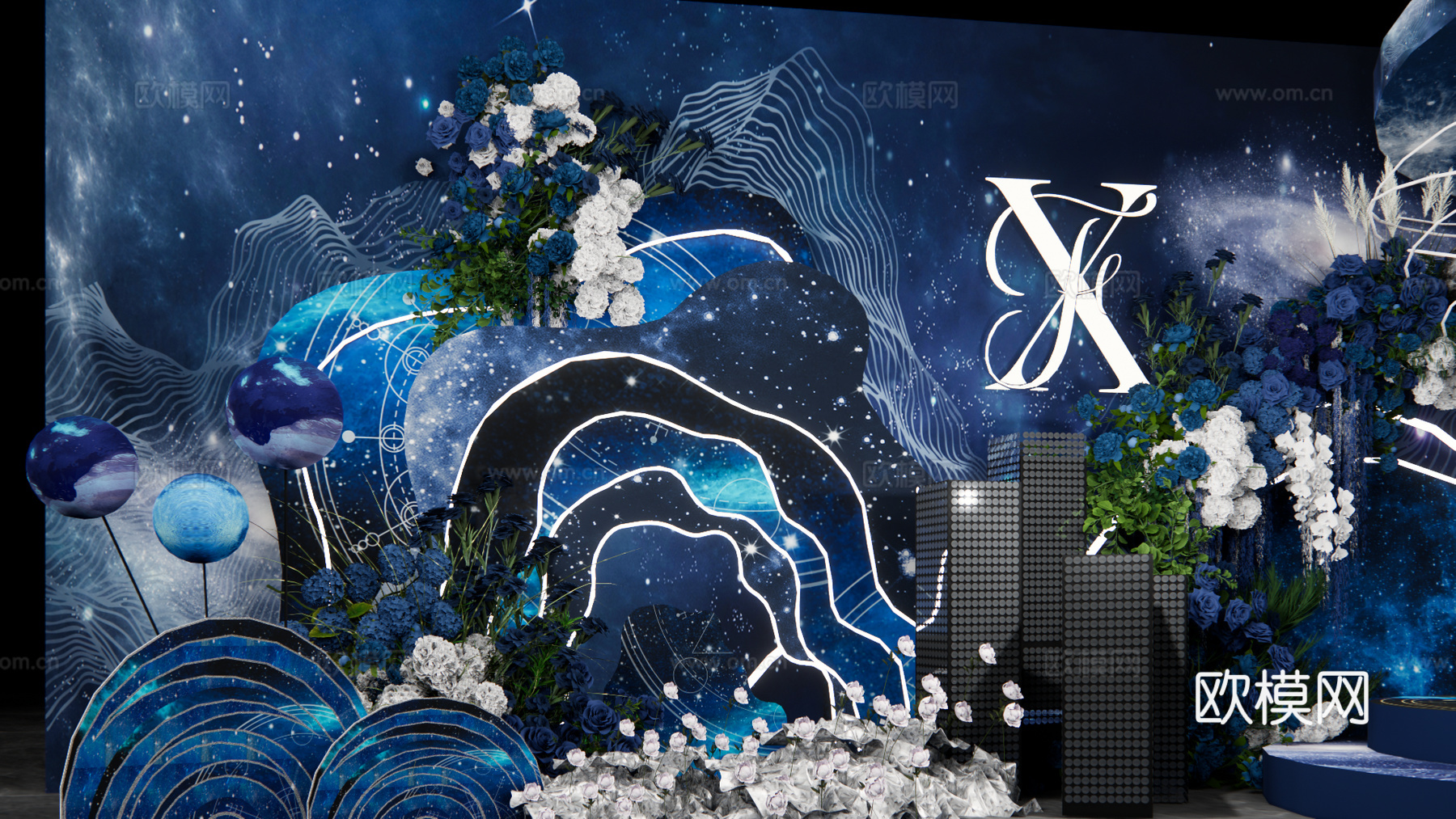星空舞台婚礼设计su模型下载（渲染图2）