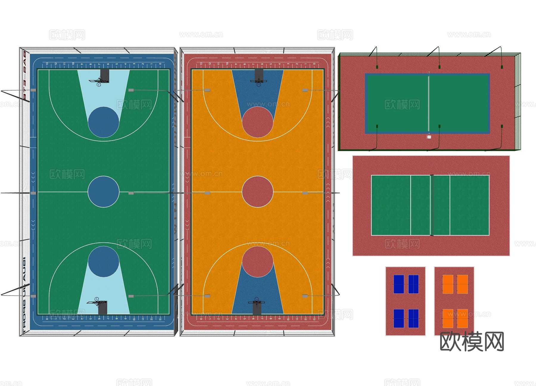 现代球场 运动场地su模型下载（渲染图1）