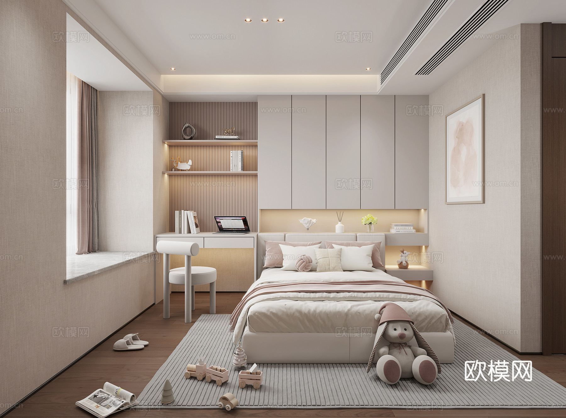 现代卧室 次卧3d模型下载