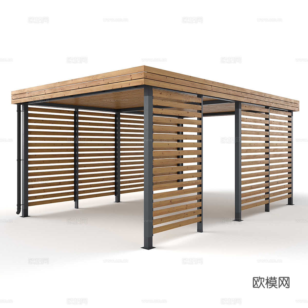 木质凉棚 棚架3d模型下载