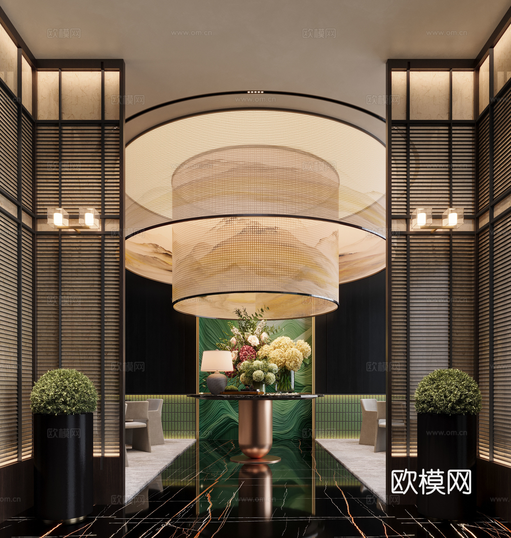 现代酒店大厅su模型下载（渲染图2）