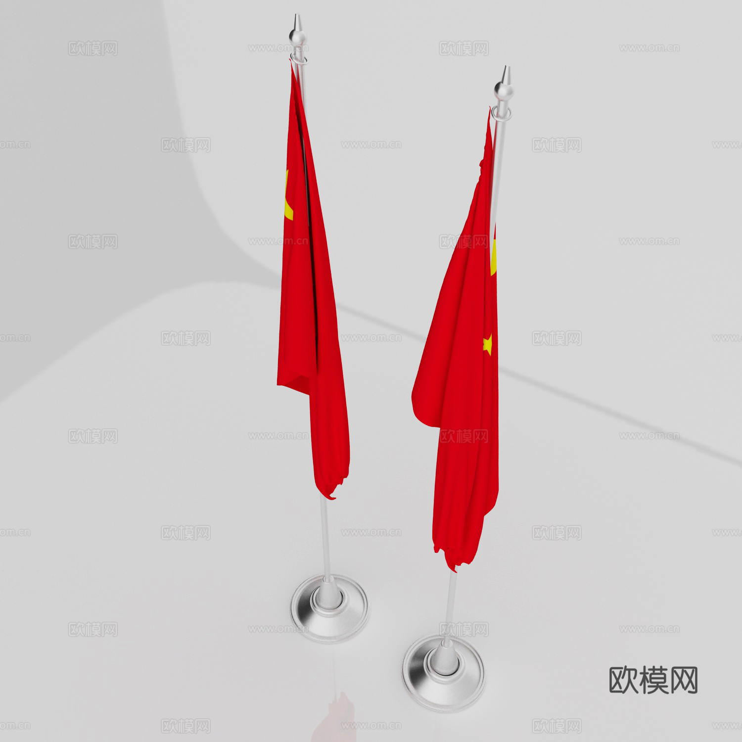 现代国旗，锦旗，旗帜，旗杆，红旗，道旗，注水道旗，旗帜徽章，3d模型