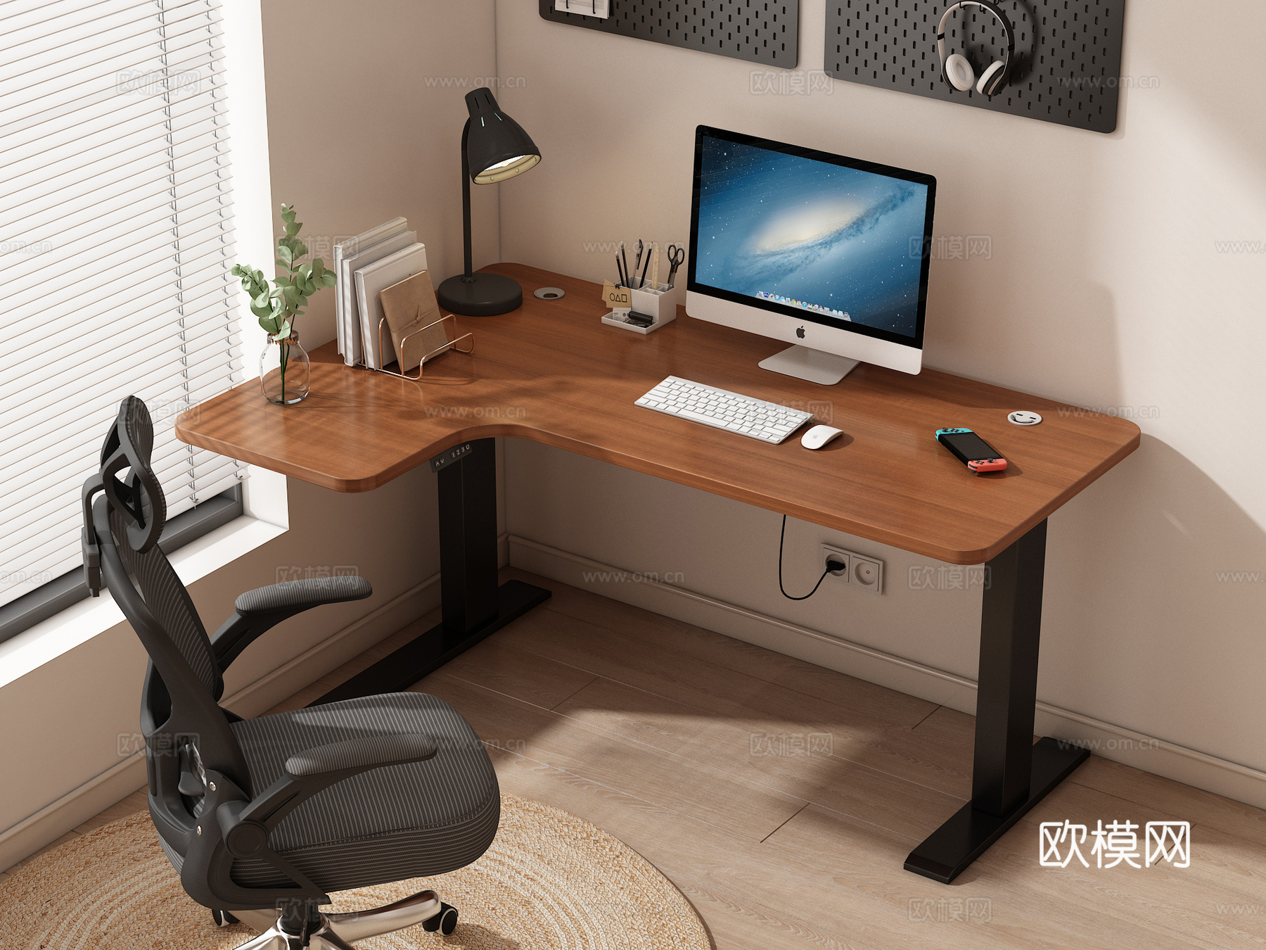 电脑桌椅 书桌椅 办公用品 升降电脑桌3d模型下载