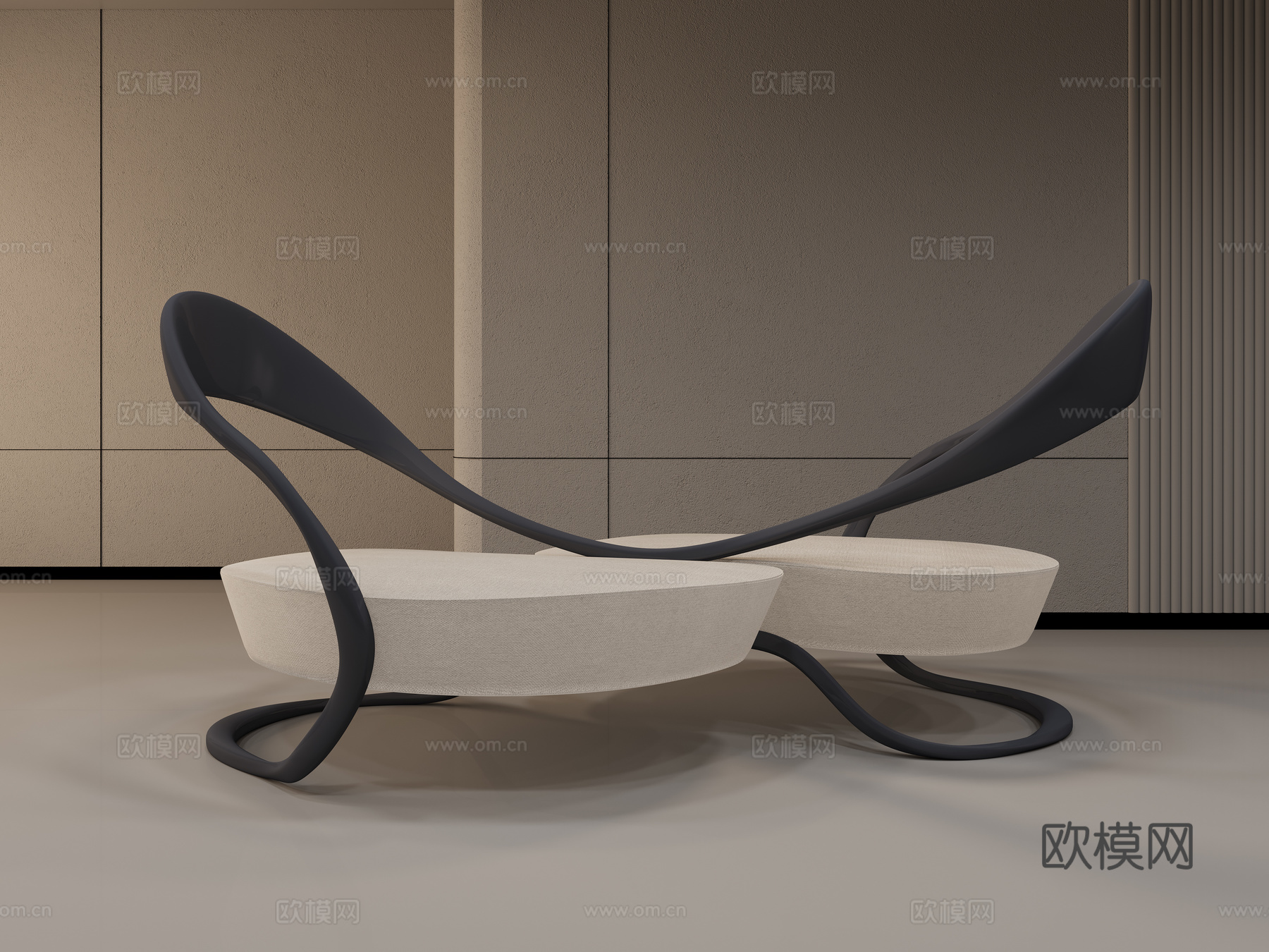 Ribbon Dance 轻奢异形休闲椅 丝带椅 飘带椅3d模型下载