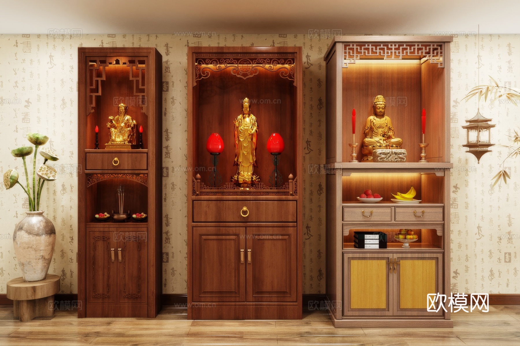 佛龛 神龛 供台 香炉台 蜡烛台3d模型下载