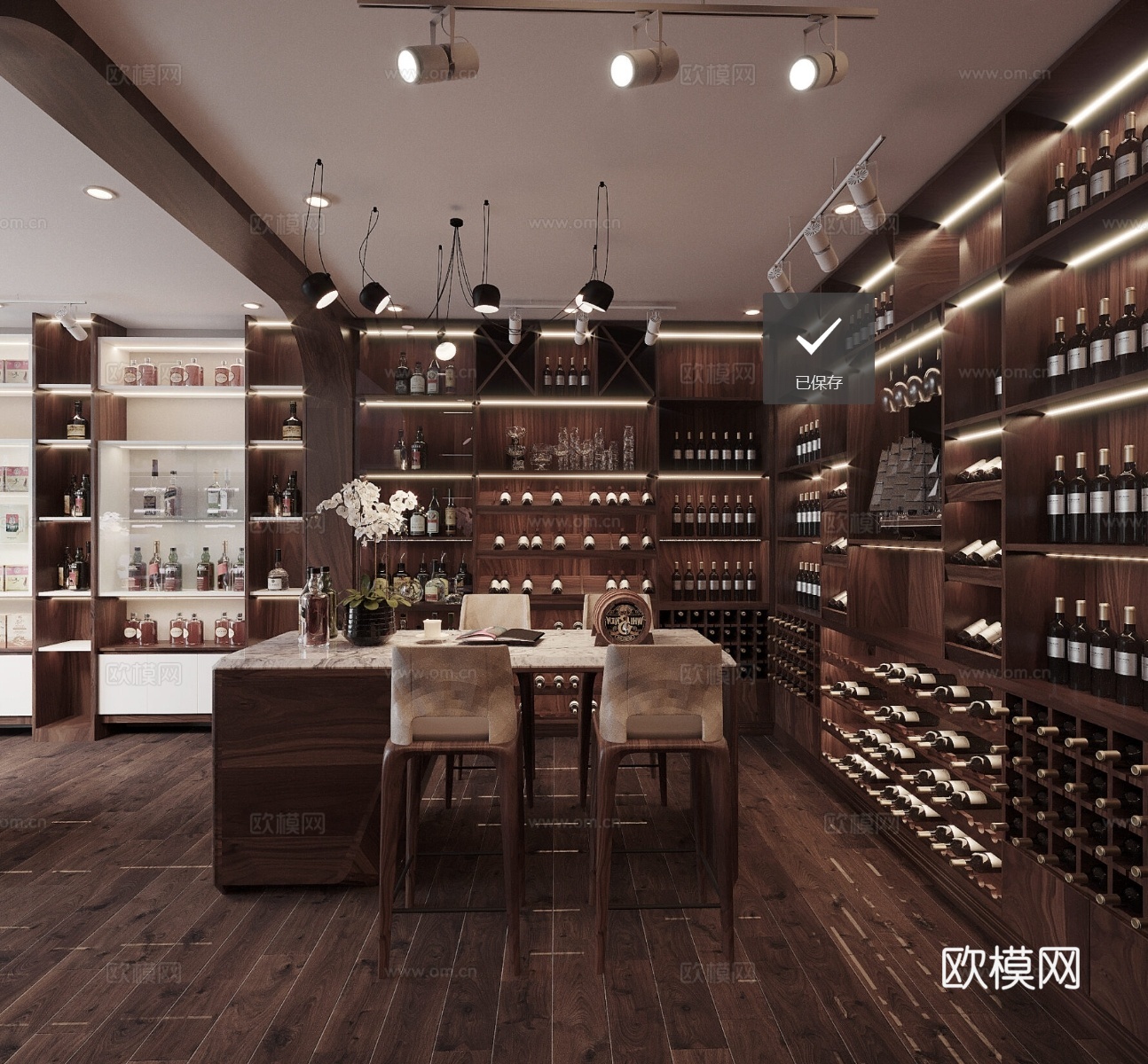 现代红酒专卖店 烟酒店 美式复古红酒专卖店 酒庄 酒柜3d模型