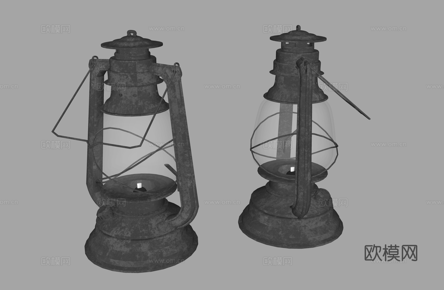 工业风煤油灯 马蹄灯su模型下载（渲染图2）